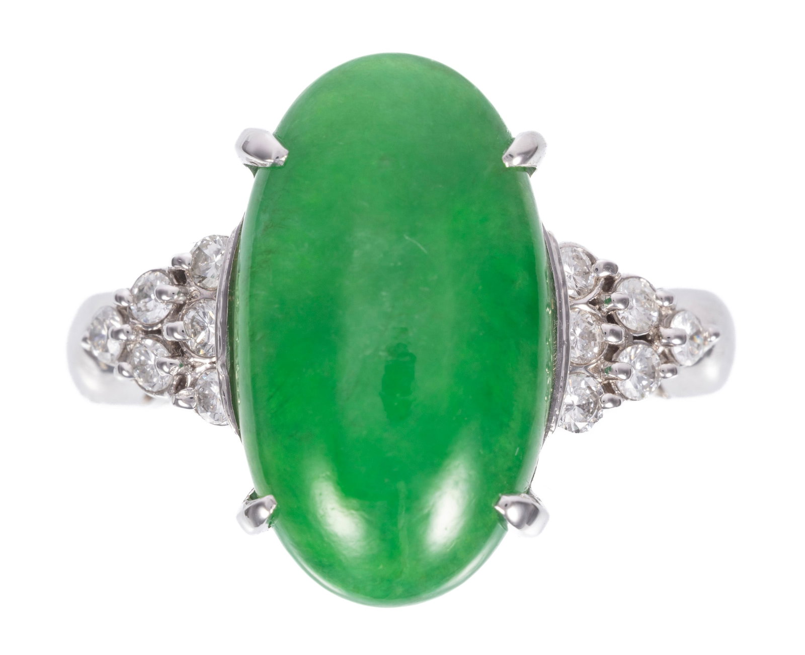 Platinum, Jadeite and Diamond Ring (1 of 3)