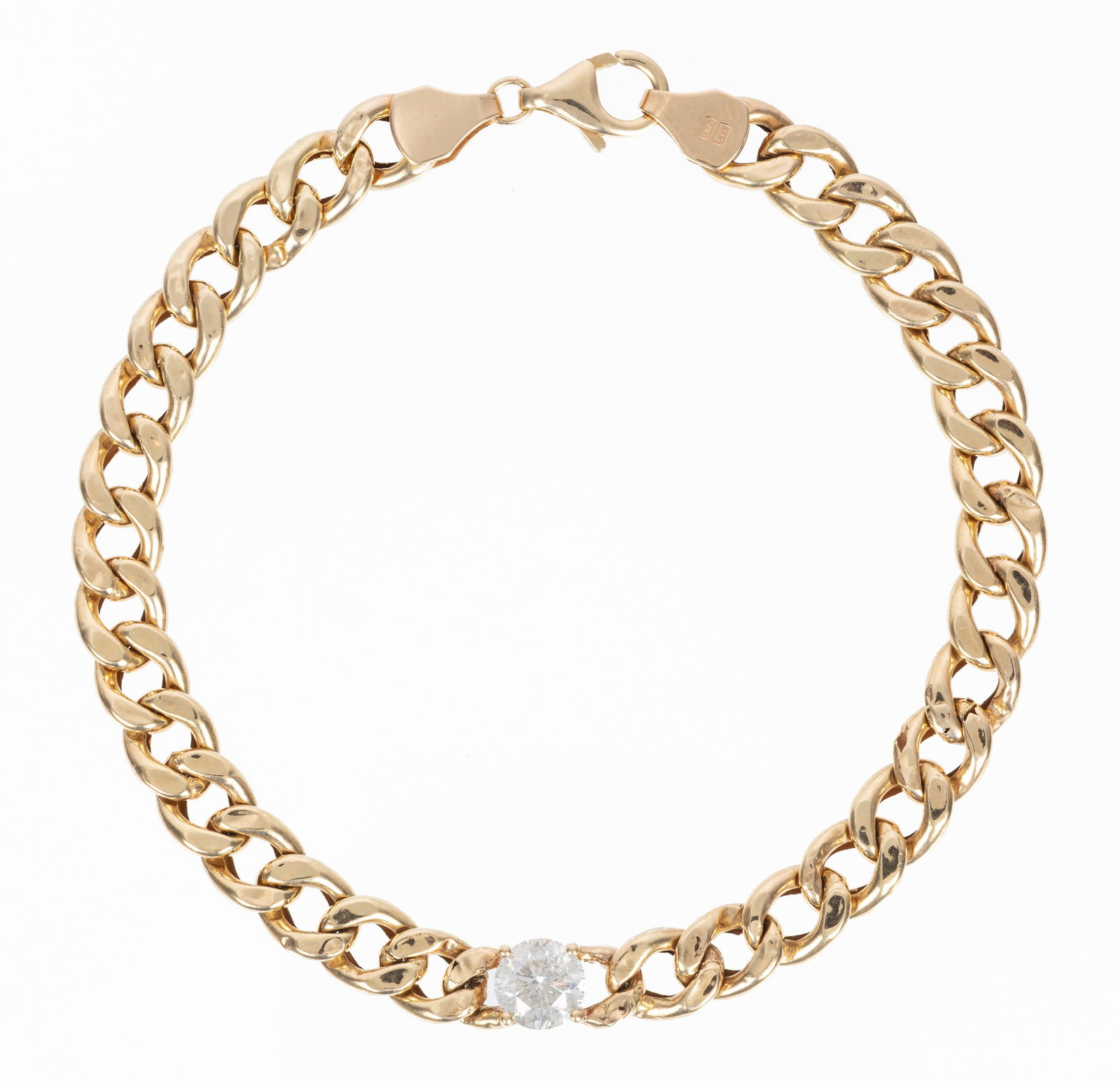 14 kt. Yellow Gold and Diamond Chain Link Bracelet (1 of 3)