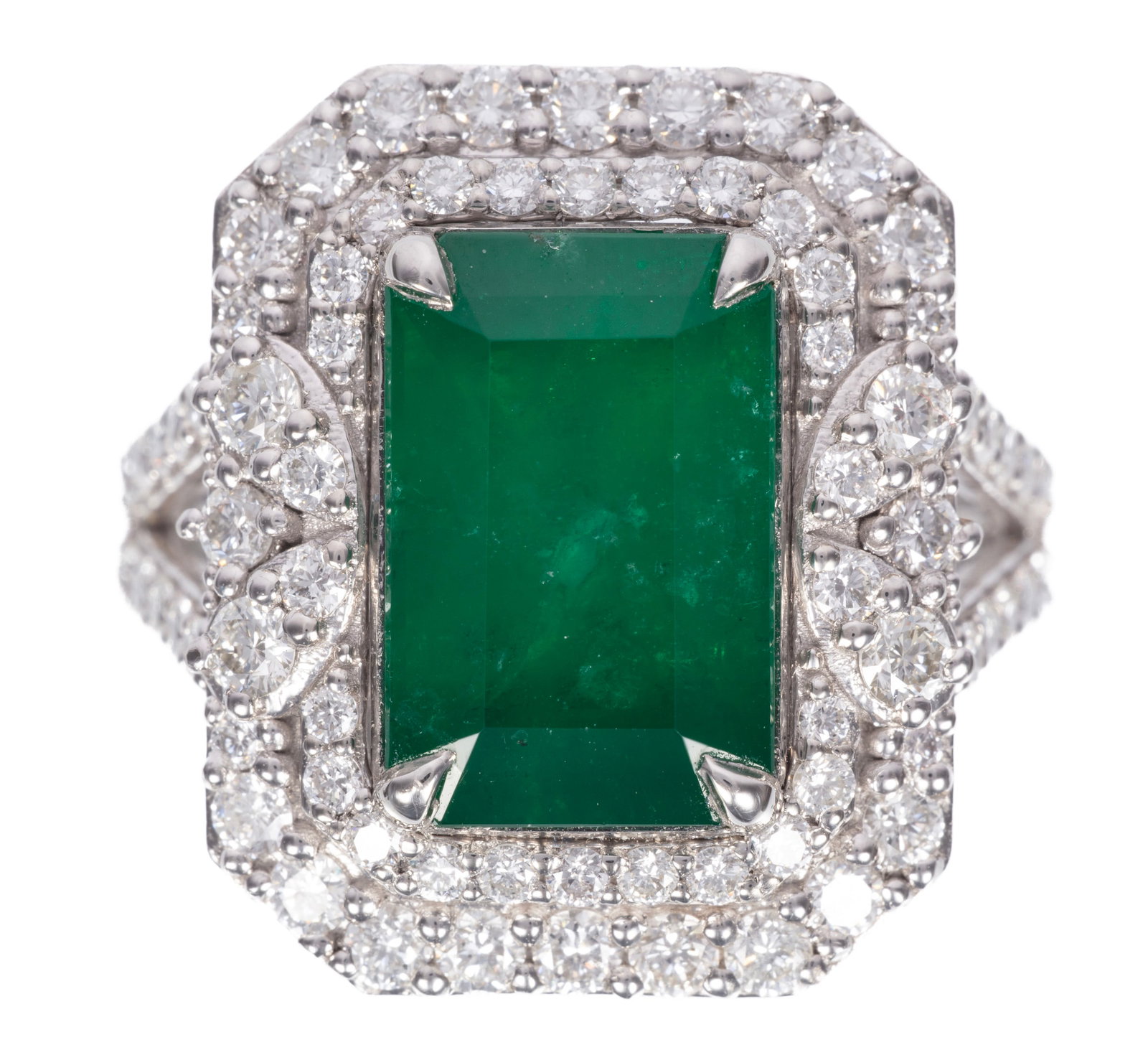 Platinum, Brazilian Emerald and Diamond Ring (1 of 3)