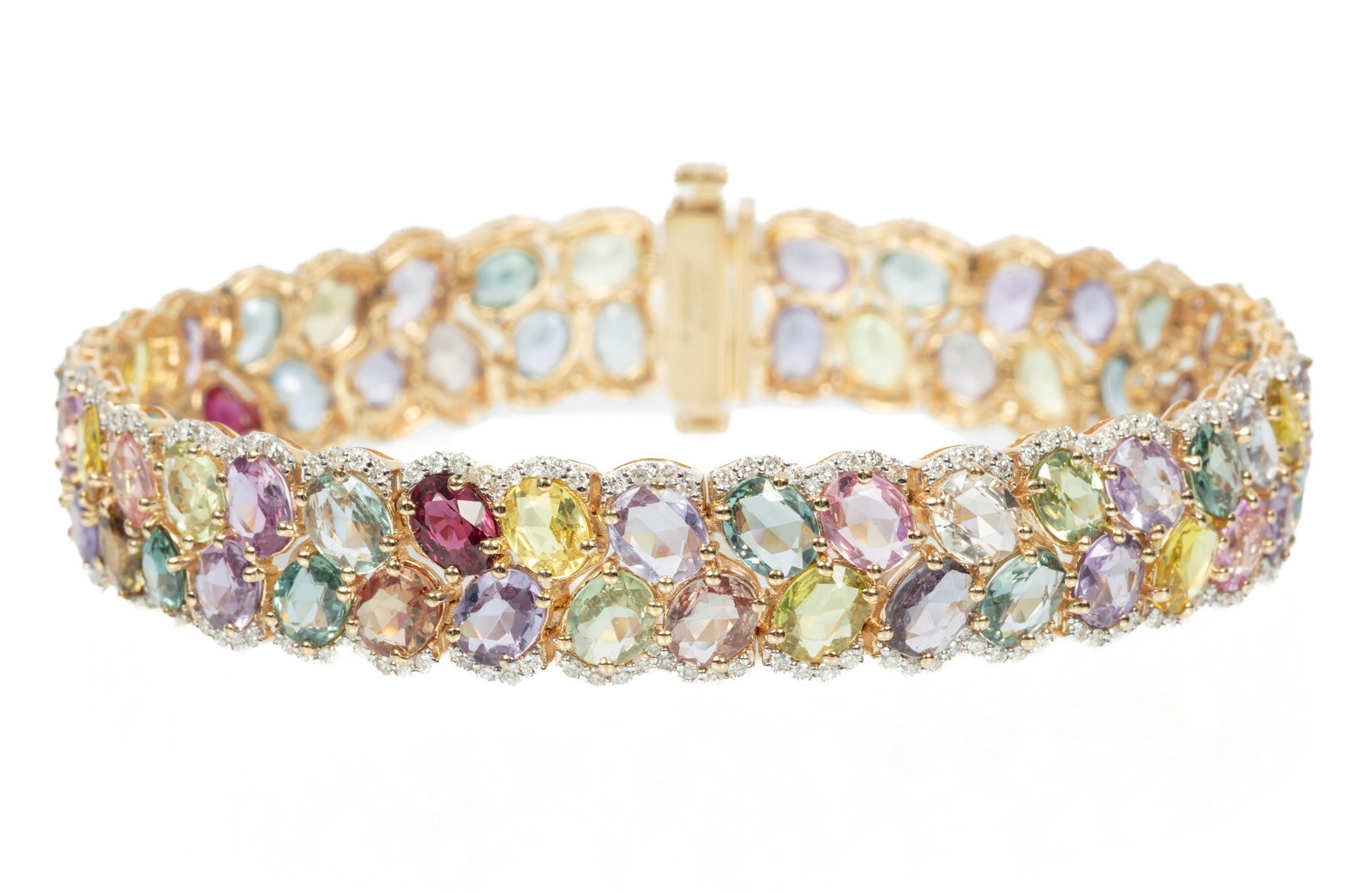 14 kt. White Gold, Multicolor Sapphire and Diamond Bracelet (1 of 4)