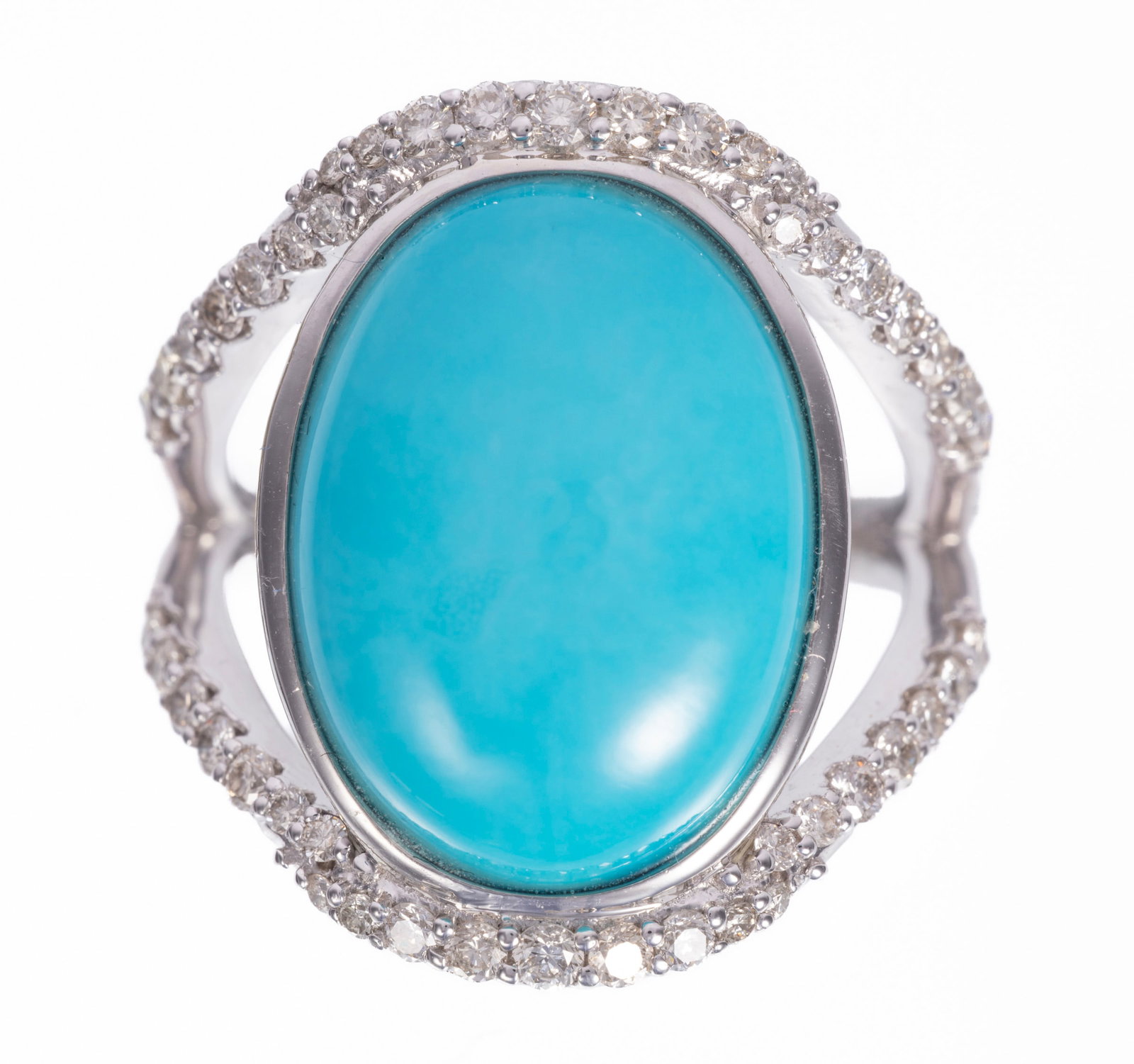 Platinum, Turquoise and Diamond Ring (1 of 3)