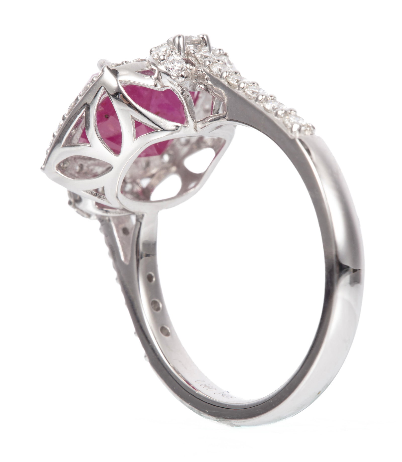 Platinum, Burmese Ruby and Diamond Ring - 3