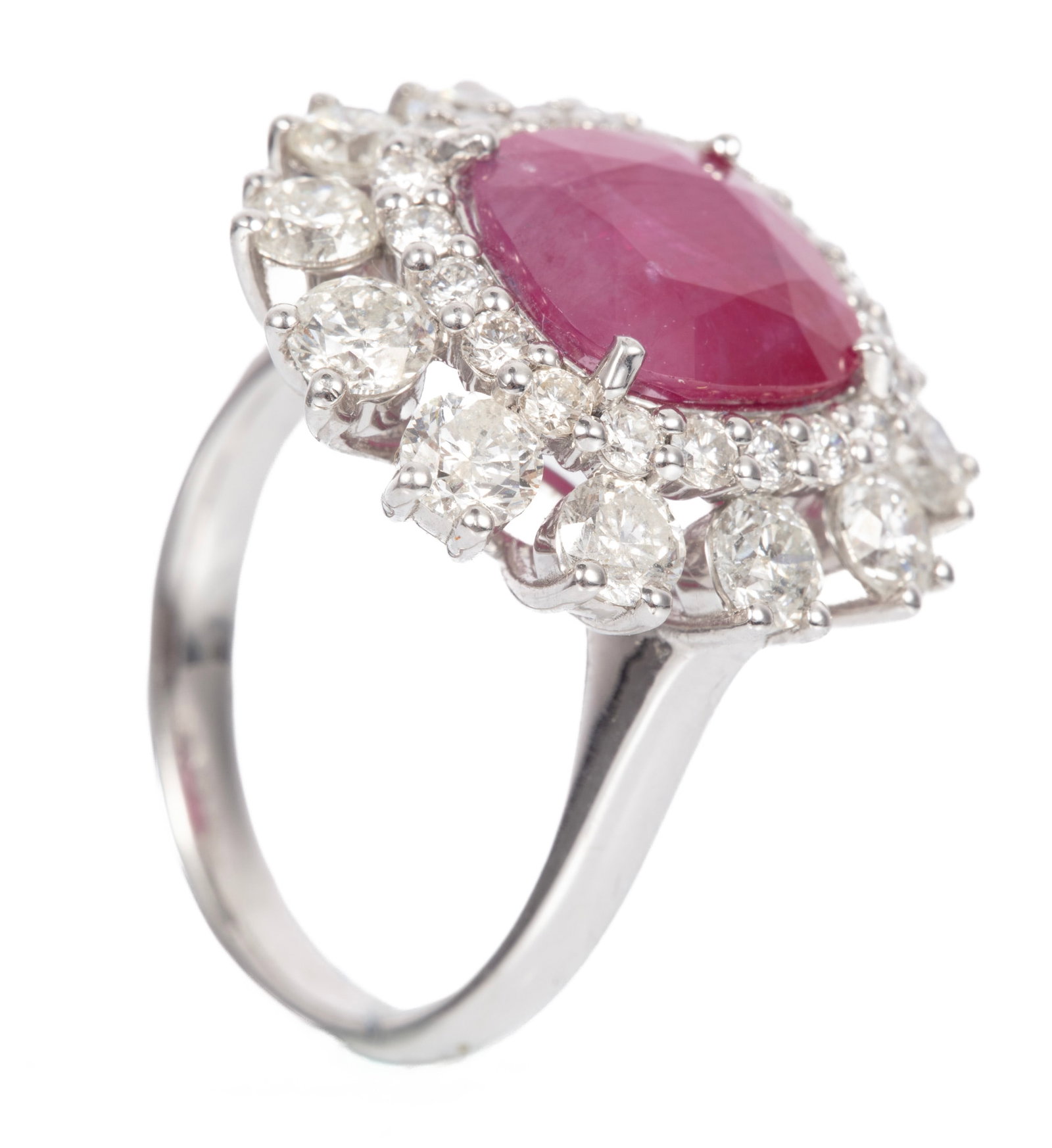 Platinum, Burmese Ruby and Diamond Ring - 2