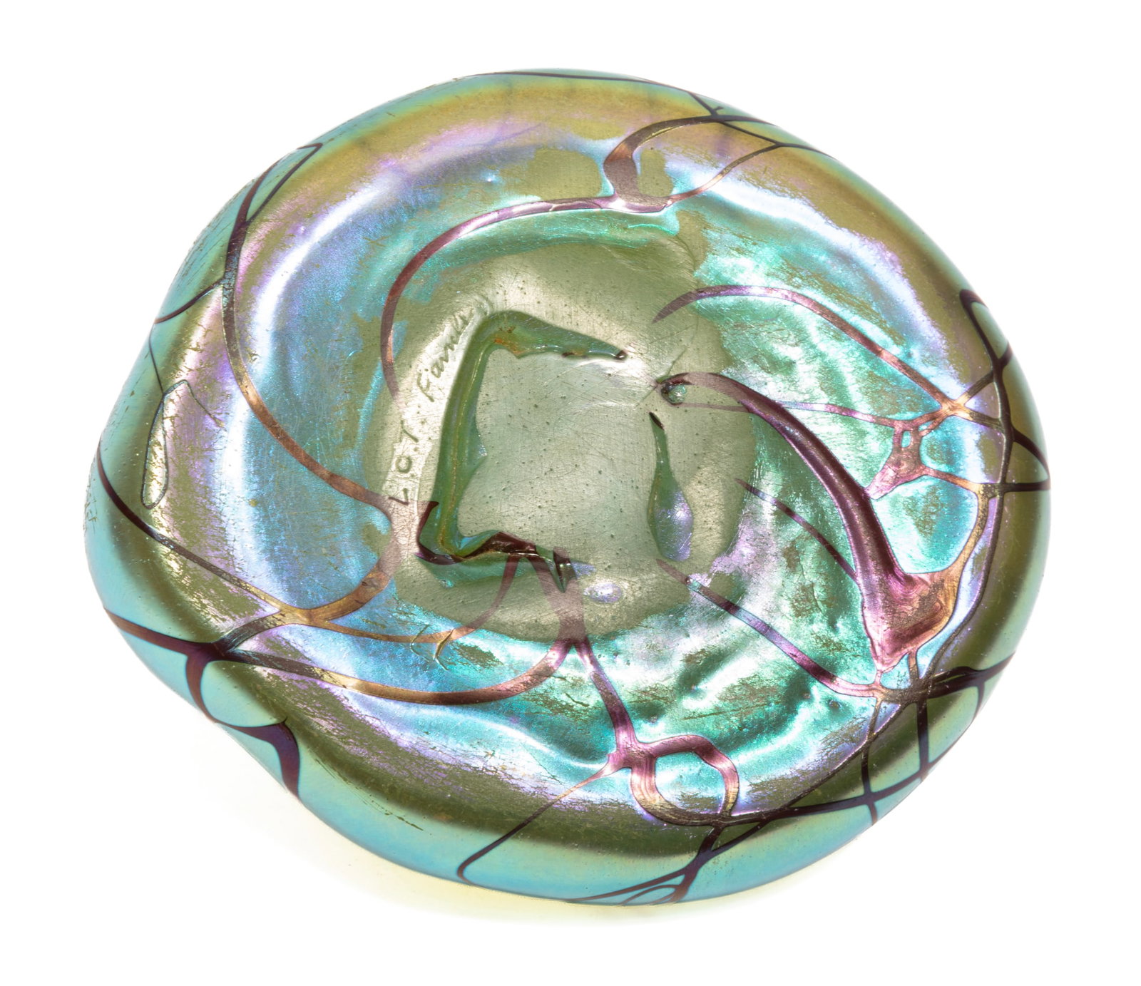 Tiffany-Style Favrile Glass "Scarab" Paperweight - 4