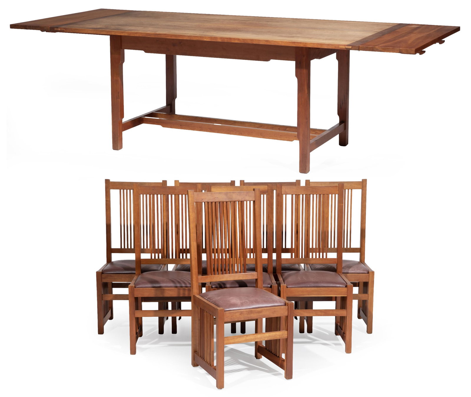 American Mission-Style Cherrywood Extension Dining Table and Chairs (1 of 10)