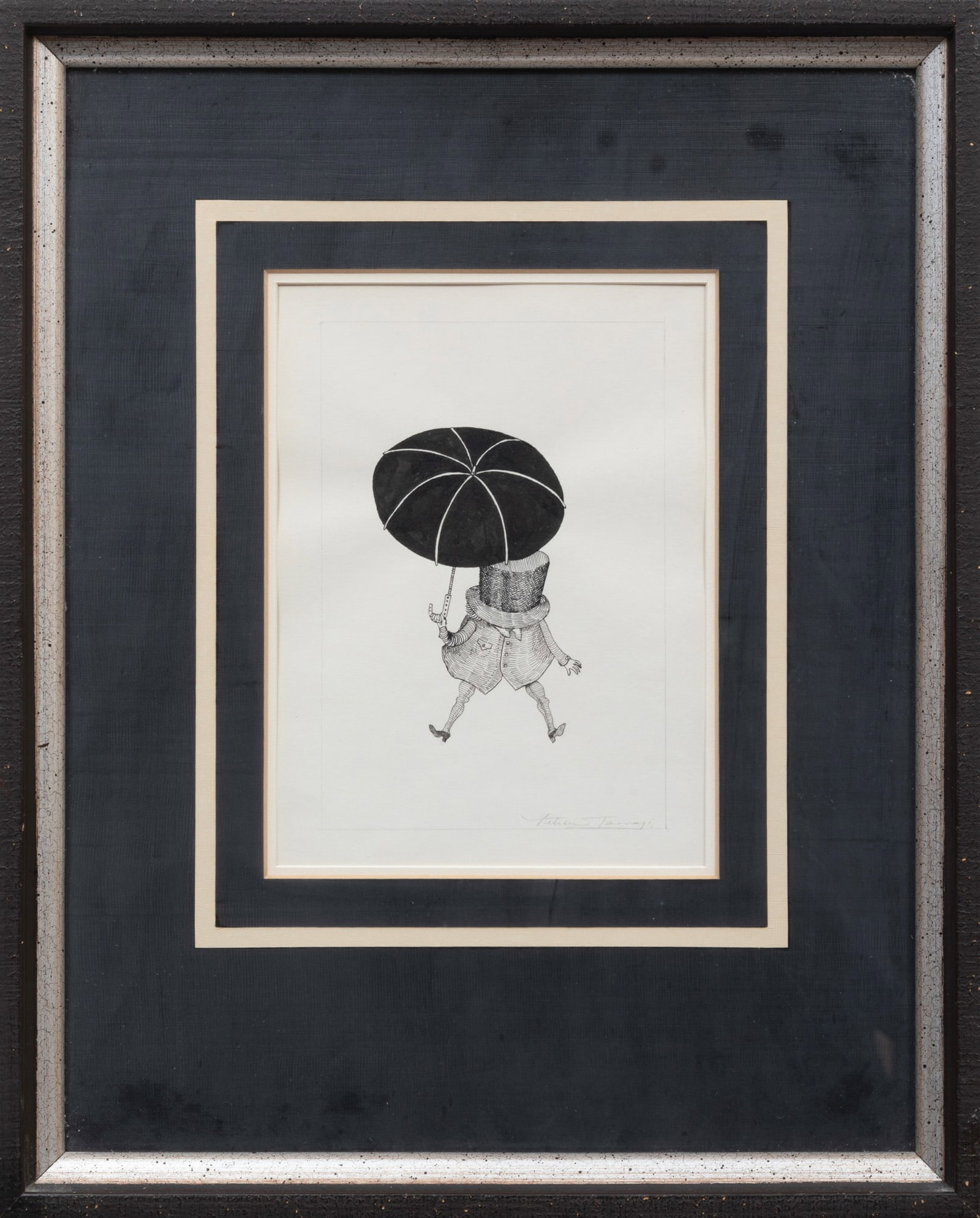 Leticia Tarrago, Mexican b. 1940, "Fernandilto-Andersen", pen and ink on paper: Leticia Tarrago Mexican, b. 1940 "Fernandilto-Andersen" pen and ink on paper pencil-signed lower right, titled lower right under mat, stamped "26" en verso, drawn for the book Leticia Tarrago: A Look 