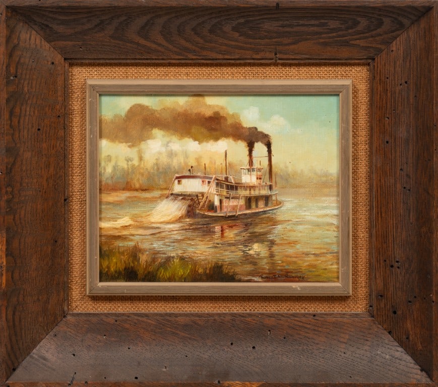 Robert Malcolm Rucker, American/Louisiana 1932-2001, "Steamboat Seminole", oil on canvas (1 of 3)