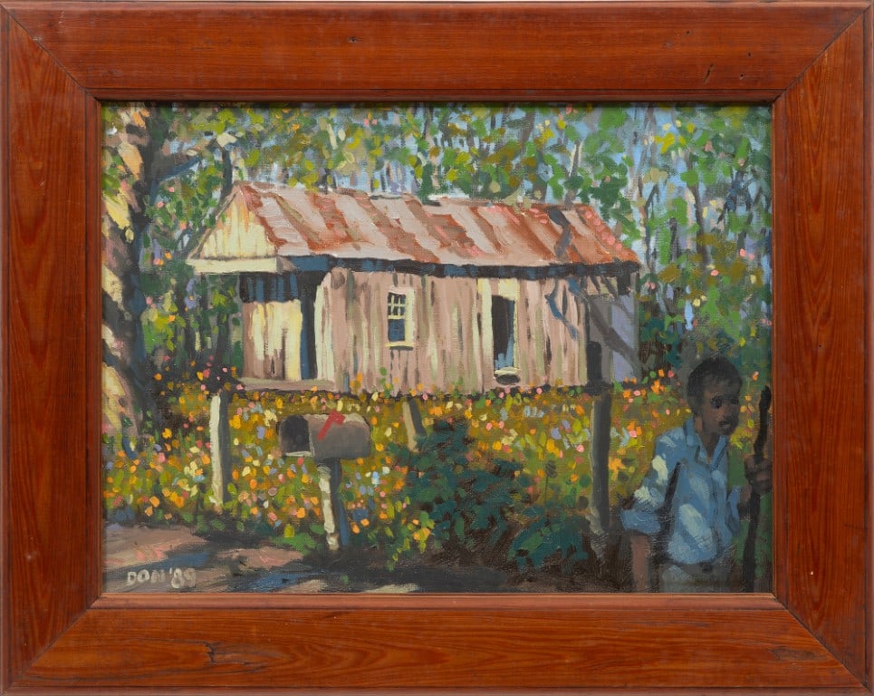 Don Wright, American/Louisiana 1938-2007, "Passing the Old Guidry House", oil on canvas board (1 of 3)