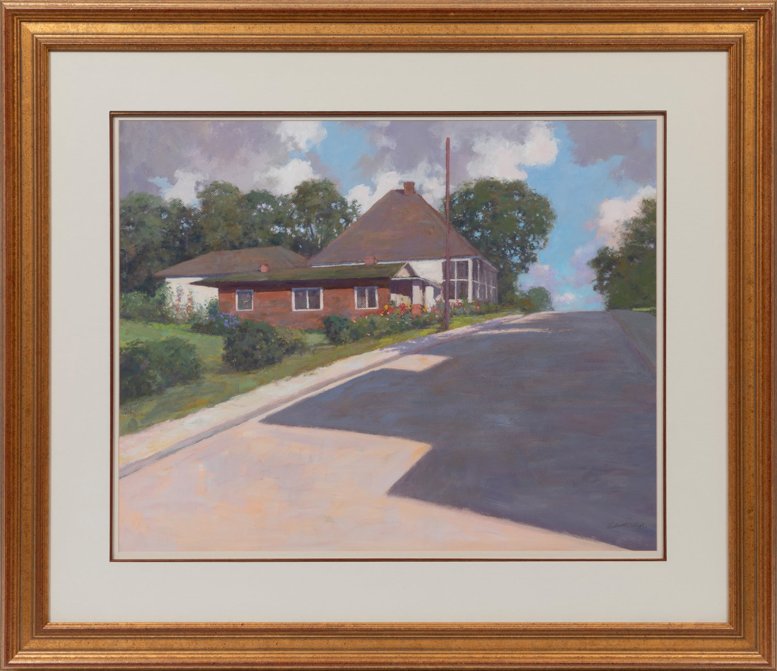 Richard Kelso, American/Mississippi b. 1947, "House on a Hill", oil on board (1 of 3)