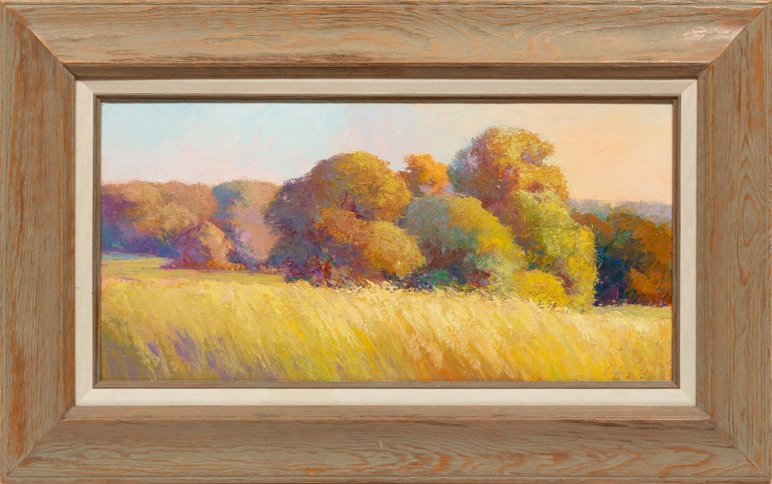 Mary Lou Liberty, American/Louisiana 1937-2025, Fall Landscap?, oil on masonite: Mary Lou Liberty American/Louisiana, 1937-2025