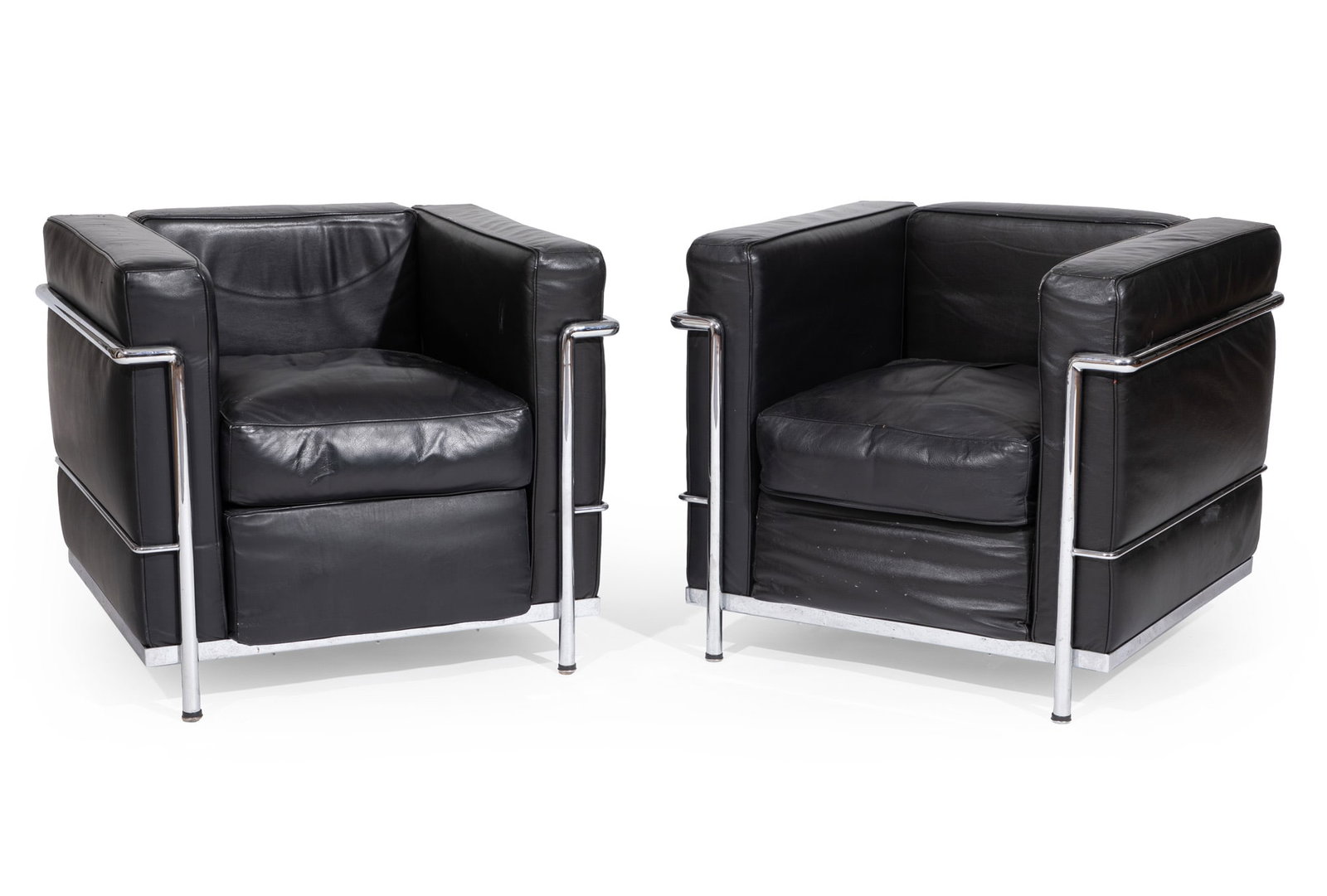 Pair of Le Corbusier-Style "LC2" Chairs: Pair of Le Corbusier-Style "LC2" Chairs leather and chrome steel 27 x 30 x 27 in. (68.6 x 76.2 x 68.6 cm.)
