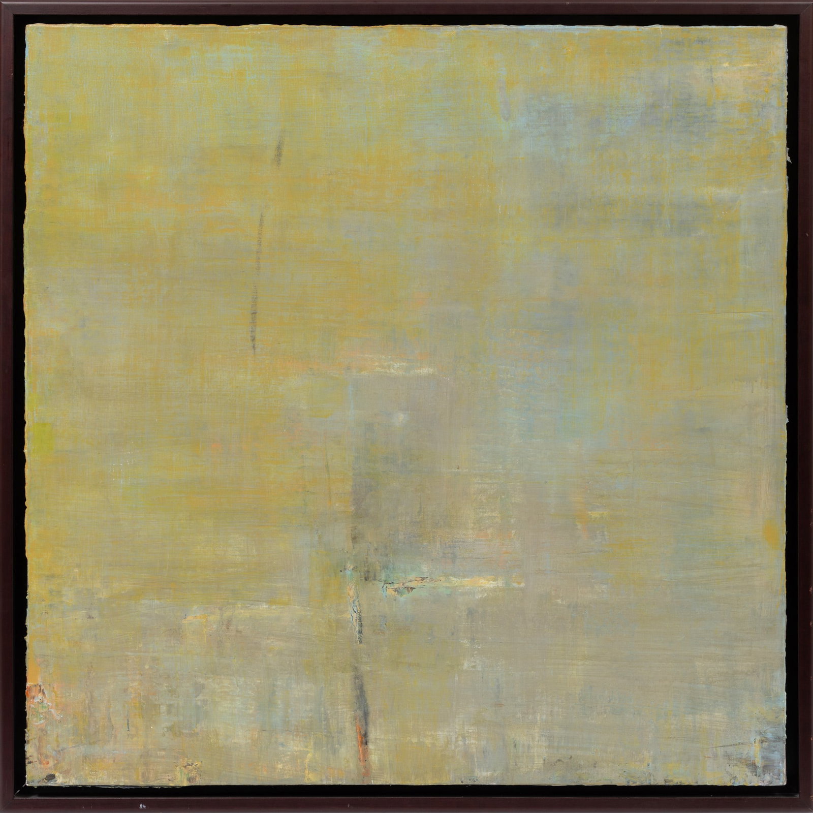 James Beaman, American/Louisiana 20th c., "Untitled: Green and Blue", acrylic on canvas stretched on: James Beaman American/Louisiana, 20th c. "Untitled: Green and Blue" acrylic on canvas stretched on panel 2004, signed and dated on reverse of panel, framed. 36 x 36 in. (91.4 x 91.4 cm.), Frame: 38 1/