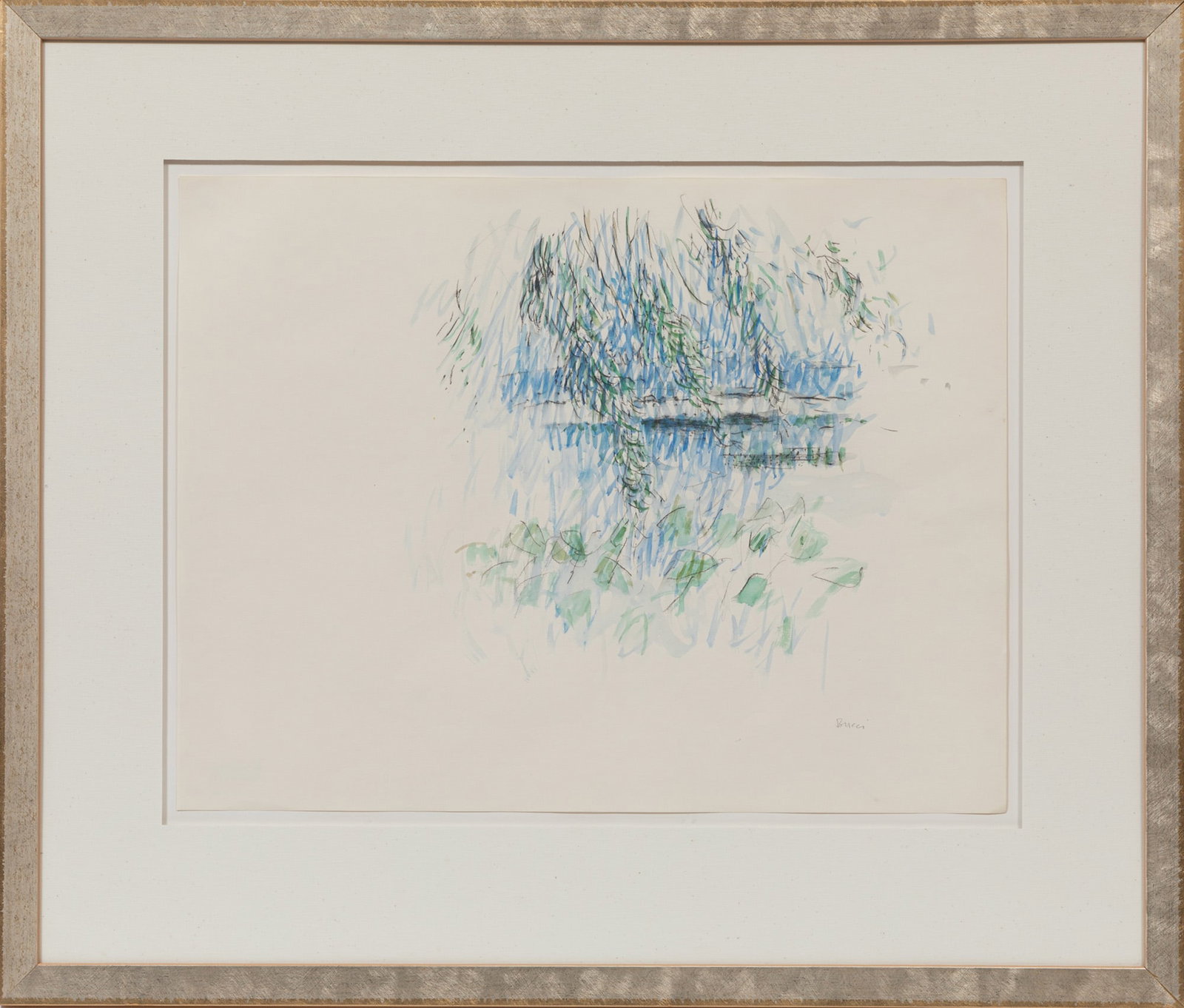 Andrew Bucci, American/Mississippi 1922-2014, "St. Jones River, Dover, Delaware", watercolor and: Andrew Bucci American/Mississippi, 1922-2014 "St. Jones River, Dover, Delaware" watercolor and charcoal on paper 1963, signed lower right, signed and dated en verso, "Cole Pratt Gallery, New Orleans, 