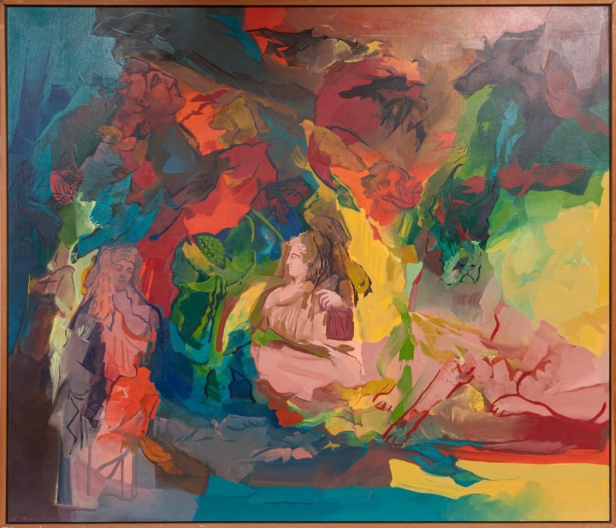 Ann Harding, American/Louisiana 20th c., "Release Frieze", oil on canvas: Ann Harding American/Louisiana, 20th c. "Release Frieze" oil on canvas signed lower left, signed and titled on stretcher, framed. Note: Ann Harding received her BA from the University of Minnesota in 