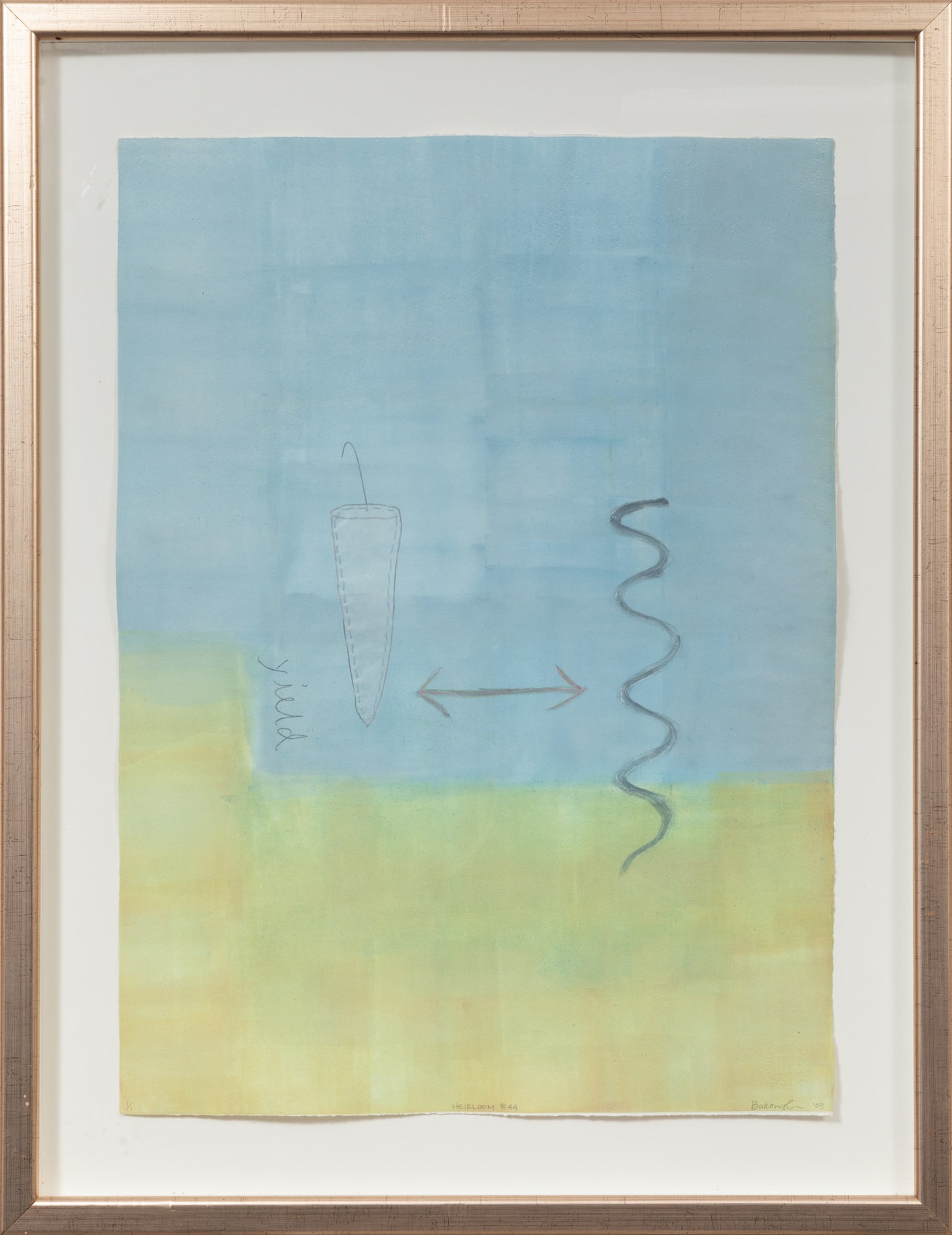 Marie Bukowski, American/Louisiana 20th c., "Heirloom #44", mixed media monotype on paper (1 of 4)