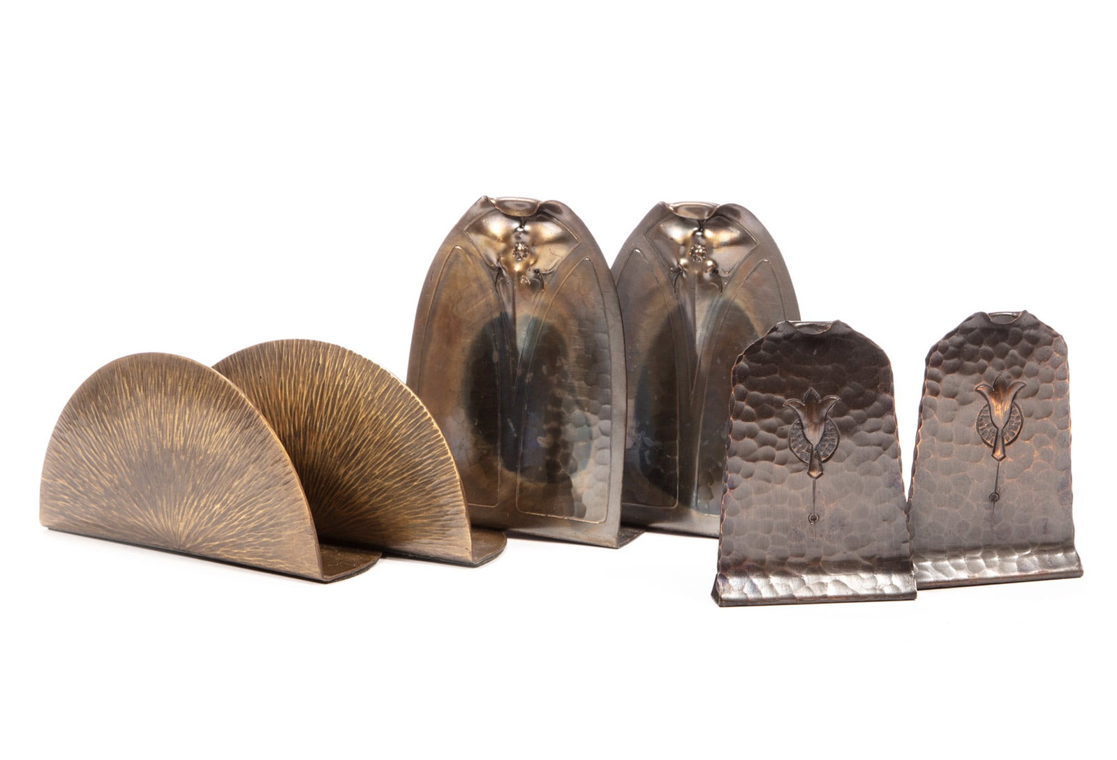 Two Pairs of Roycroft Hand-Hammered Bookends (1 of 2)
