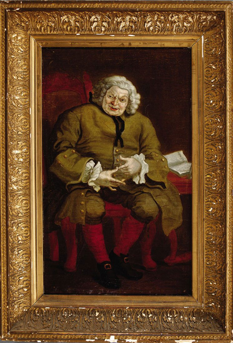 After William Hogarth (English, 1697-1764): After William Hogarth (English, 1697-1764), "Simon Fraser (1667-1747), 11th Lord Lovat", 18th/19th c., oil on canvas, after Hogarth's celebrated etching, unsigned, 27 5/8 in. x 17 in., period gilt fra