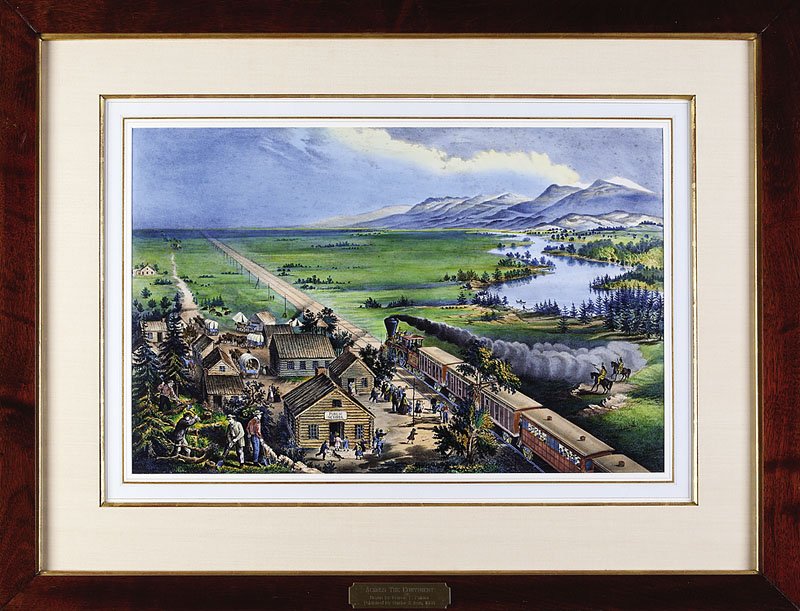 Nathaniel Currier / Publishers: Nathaniel Currier / Publishers, "Across the Continent: "Westward the Course of Empire Takes Its Way", 1868, hand-colored lithograph, after Francis F. Palmer, drawn on stone by James Merritt Ives, shee