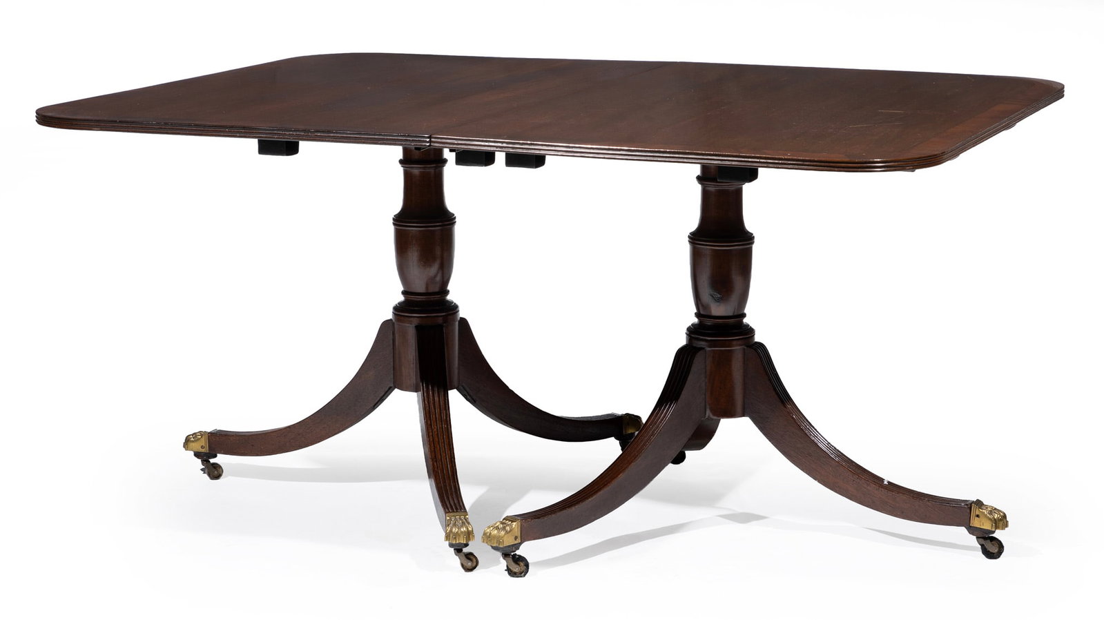 Georgian-Style Inlaid Mahogany Two Pedestal Dining Table (1 of 5)