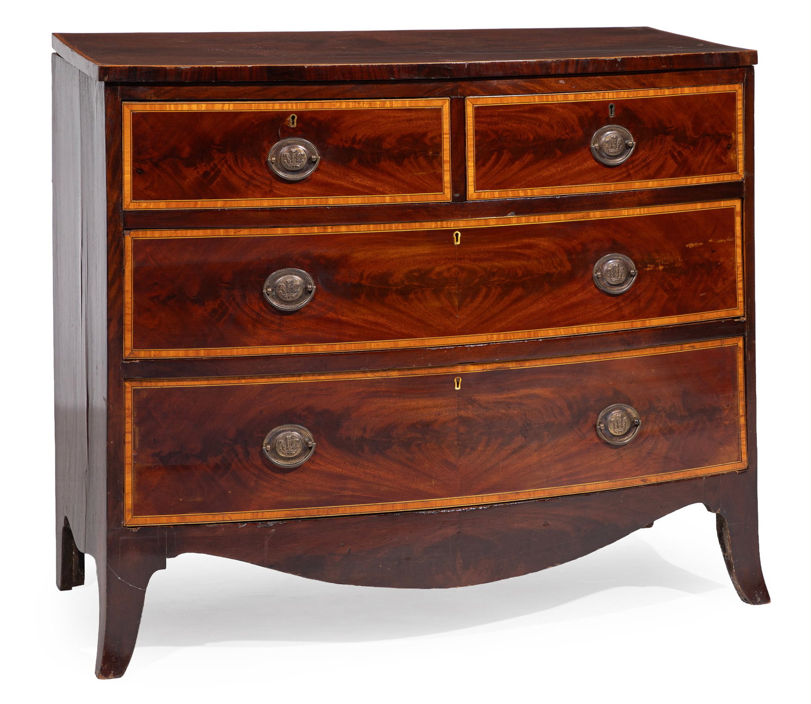 Georgian Satinwood Inlaid Figured Mahogany Bowfront Chest (1 of 4)