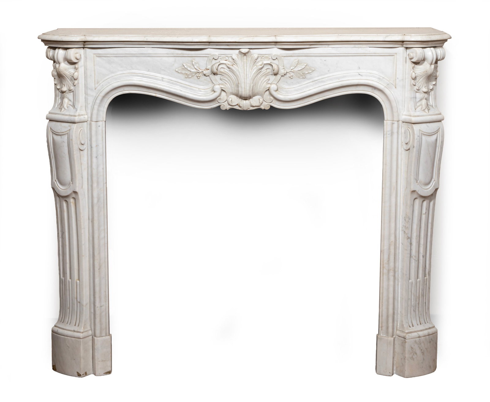 Antique Louis XVI-Style Carved Marble Mantel (1 of 3)