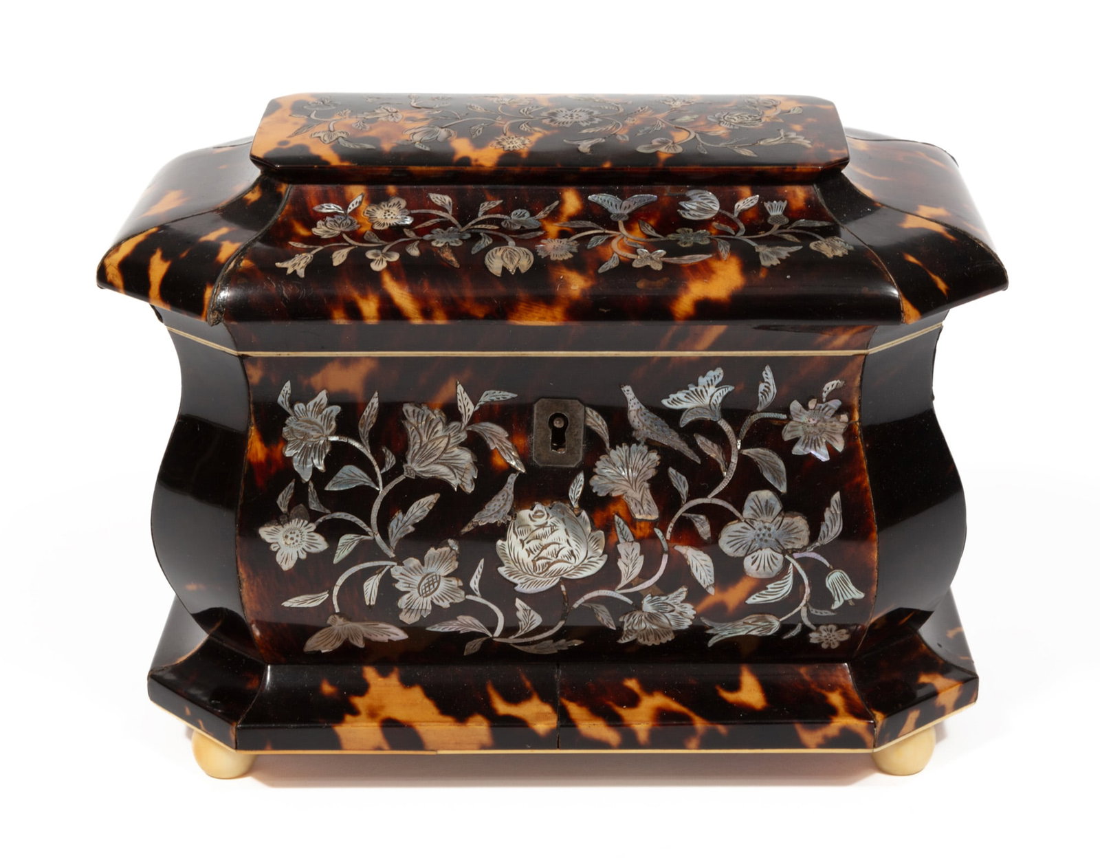 Antique English Mother-of-Pearl Inlaid Tea Caddy (1 of 9)