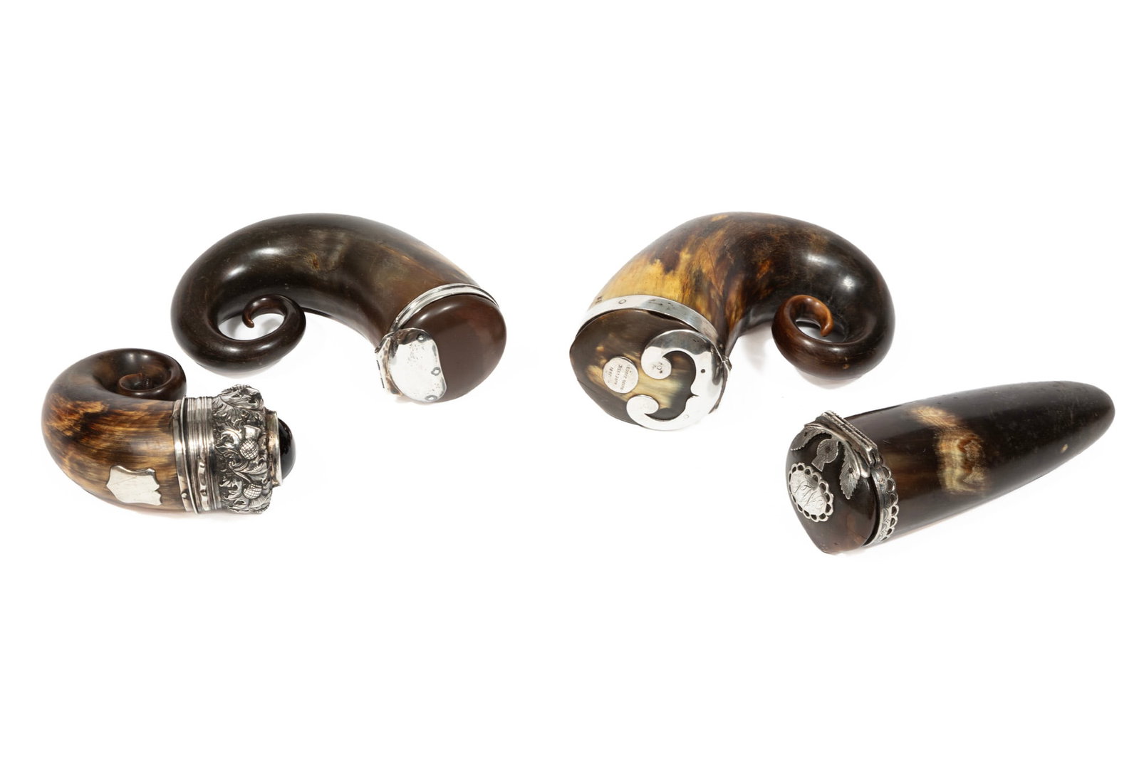 Four Antique Scottish Silver-Mounted Horn Snuff Mulls (1 of 9)