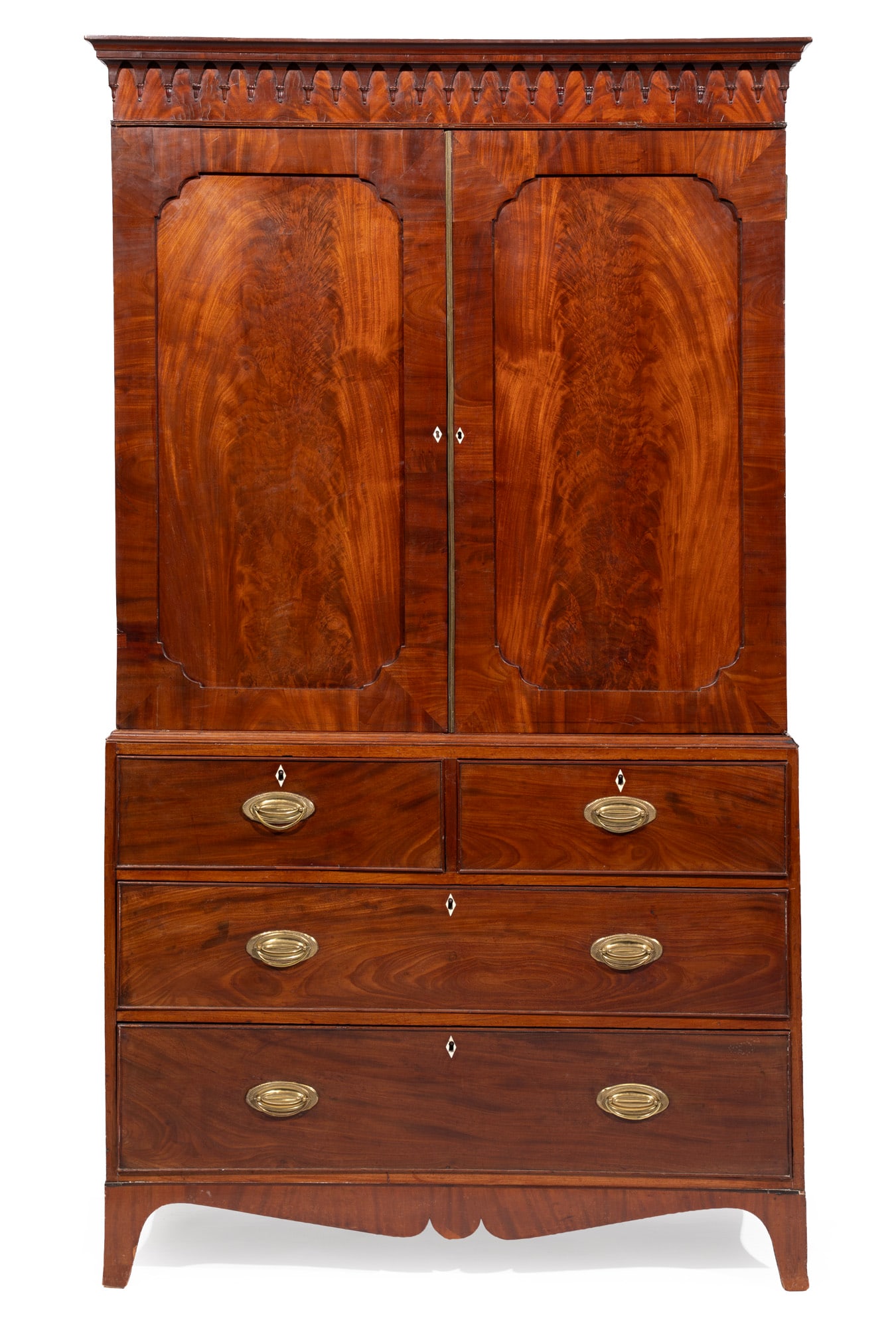 Georgian-Style Figured Mahogany Linen Press (1 of 4)