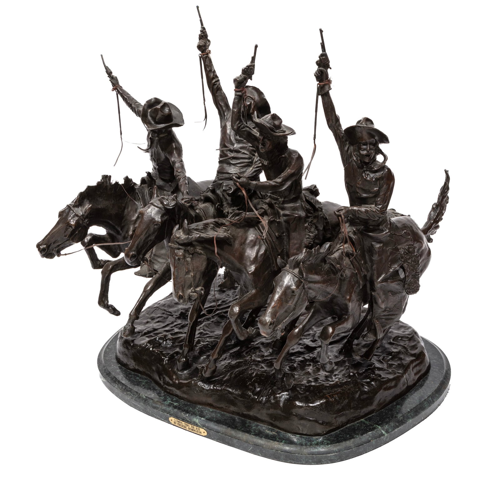 After Frederic Remington, Coming Through the Rye, bronze on marble base, overall h. 29 in. (1 of 10)