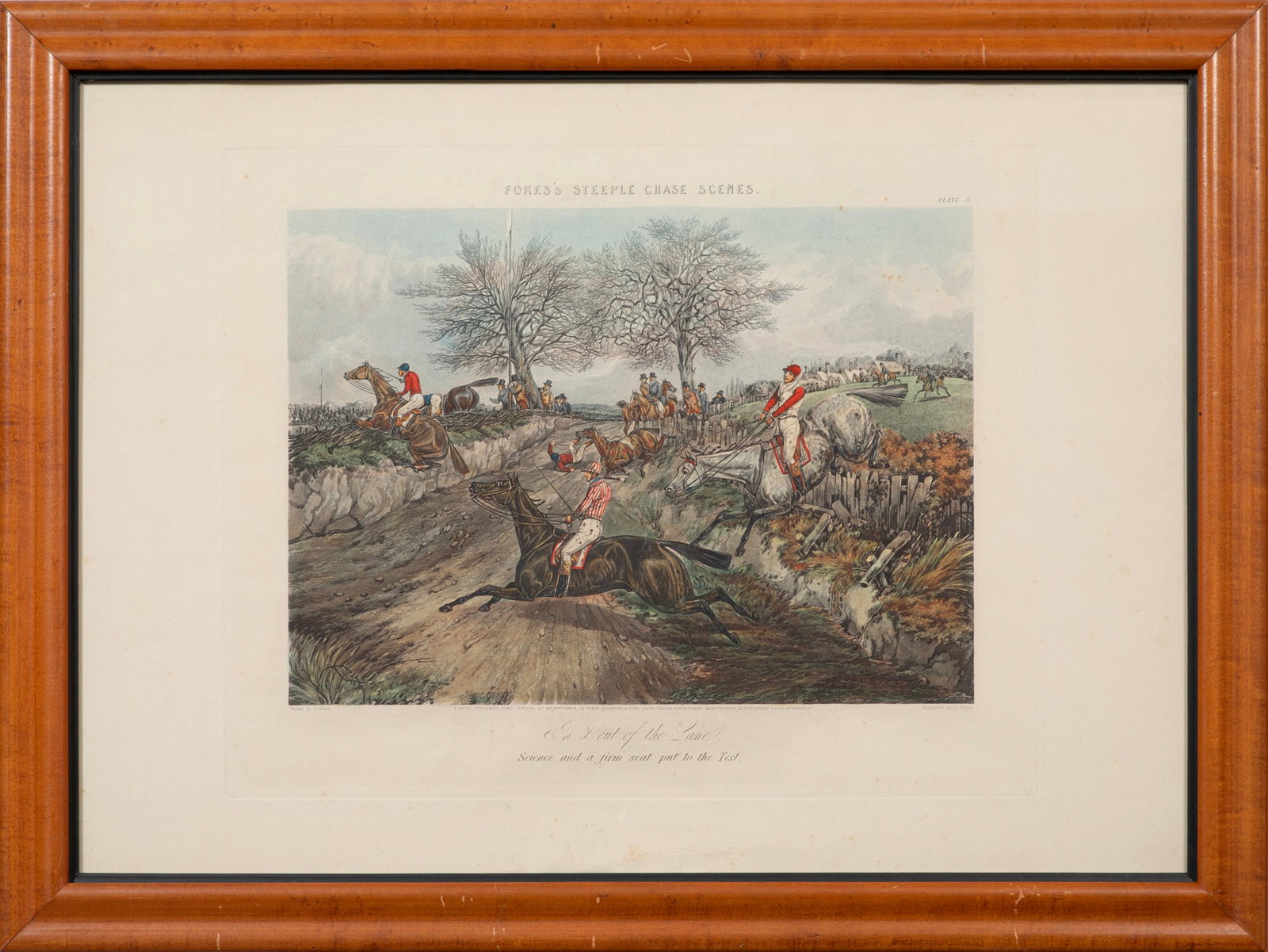 After Henry Thomas Alken, Five Fore's Steeple Chase Scenes, hand-colored aquatints heightened with (1 of 10)