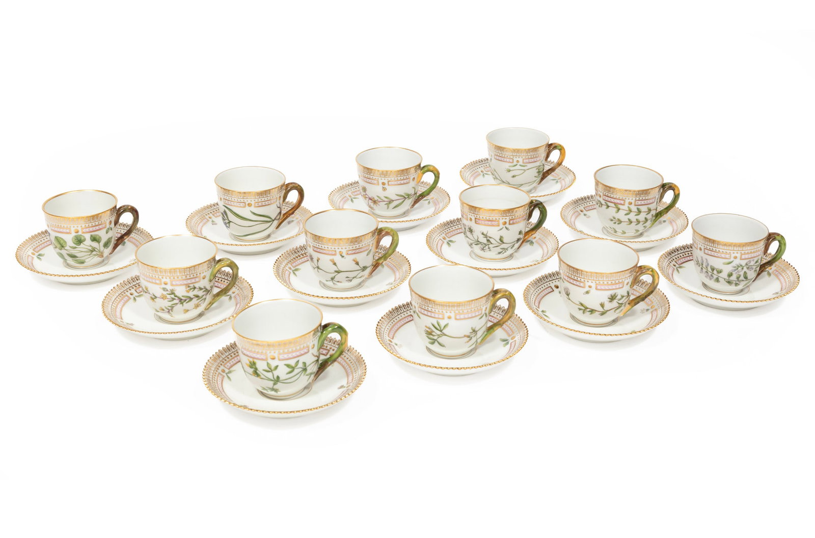 Twelve Royal Copenhagen Flora Danica Demitasse Cups and Saucers (1 of 8)