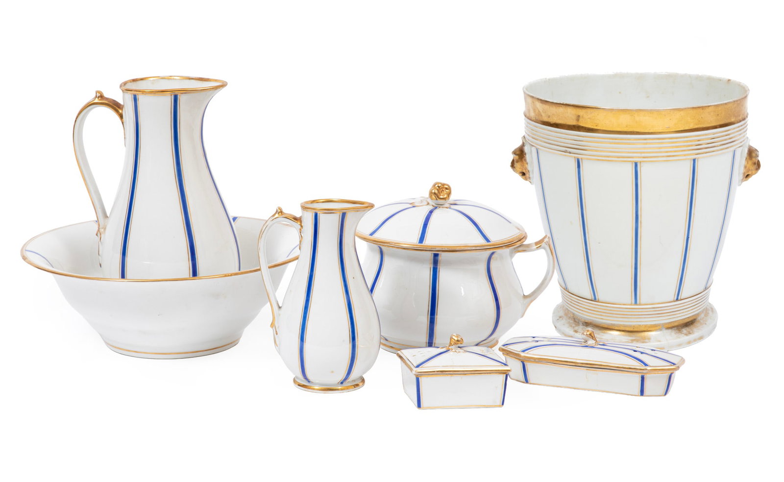 Paris Porcelain Gilt Decorated Wash Set, 7 pcs. (1 of 11)