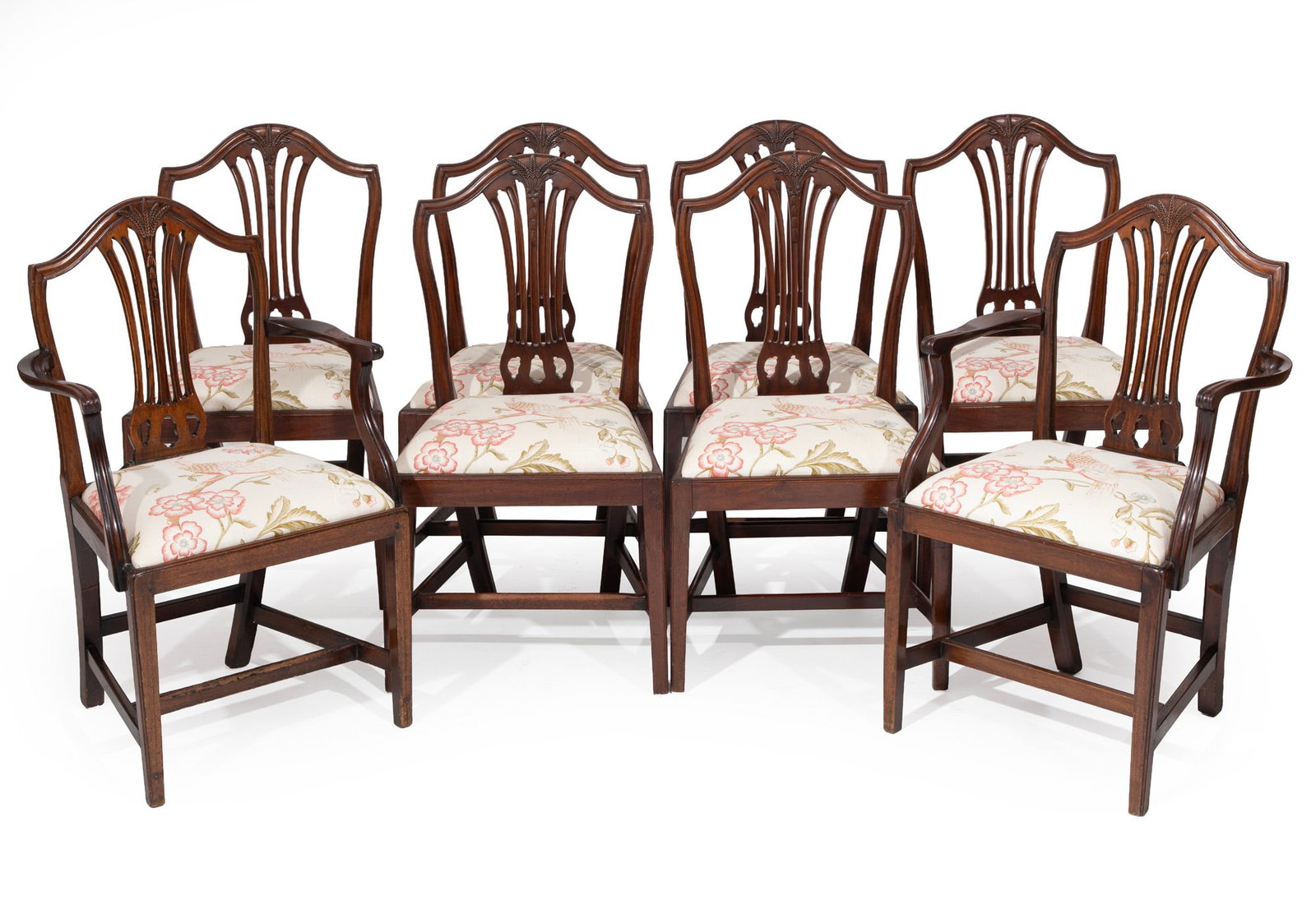 Set of Eight Georgian-Style Carved Mahogany Dining Chairs (1 of 4)