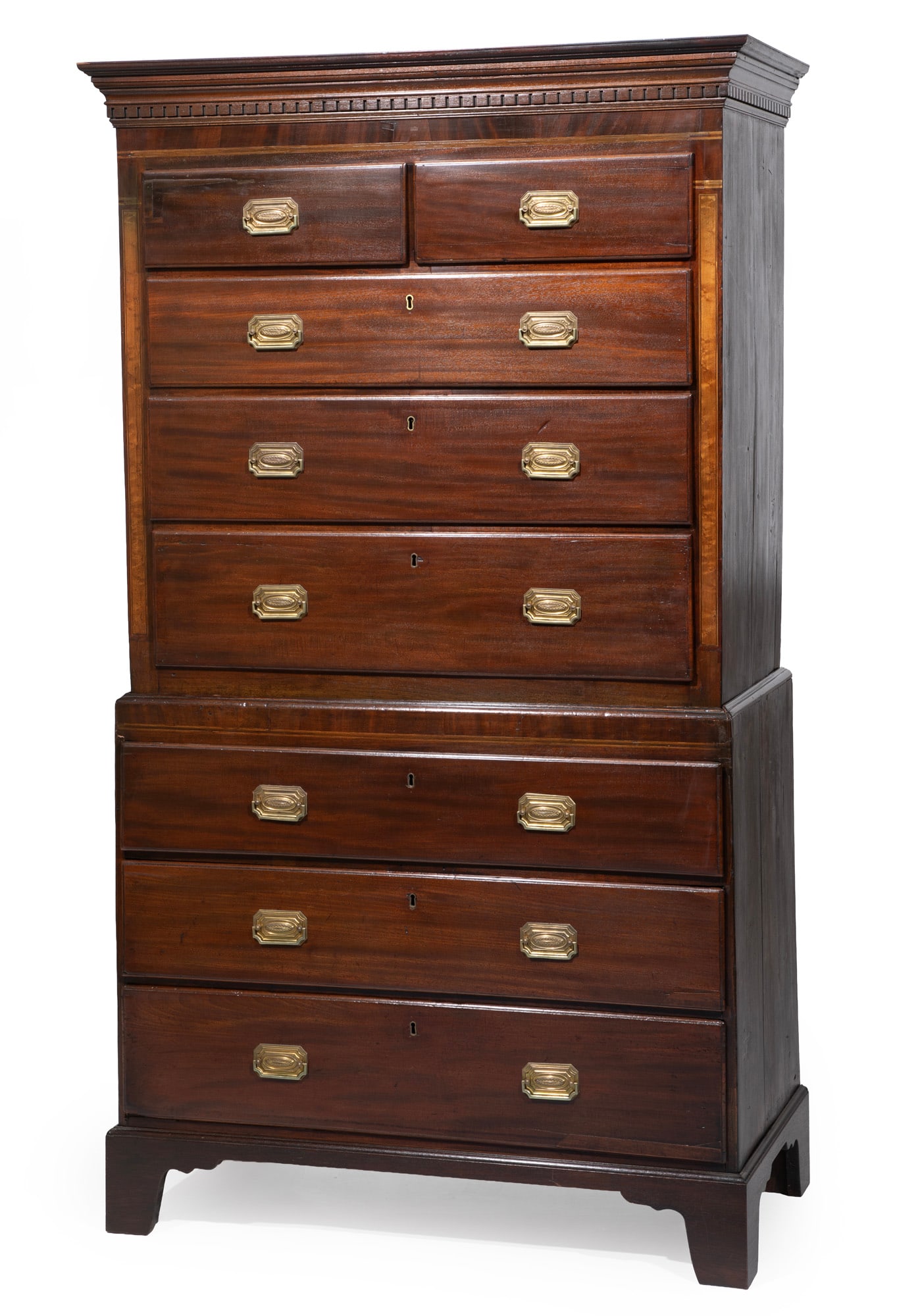 Georgian Inlaid Mahogany Chest on Chest (1 of 4)