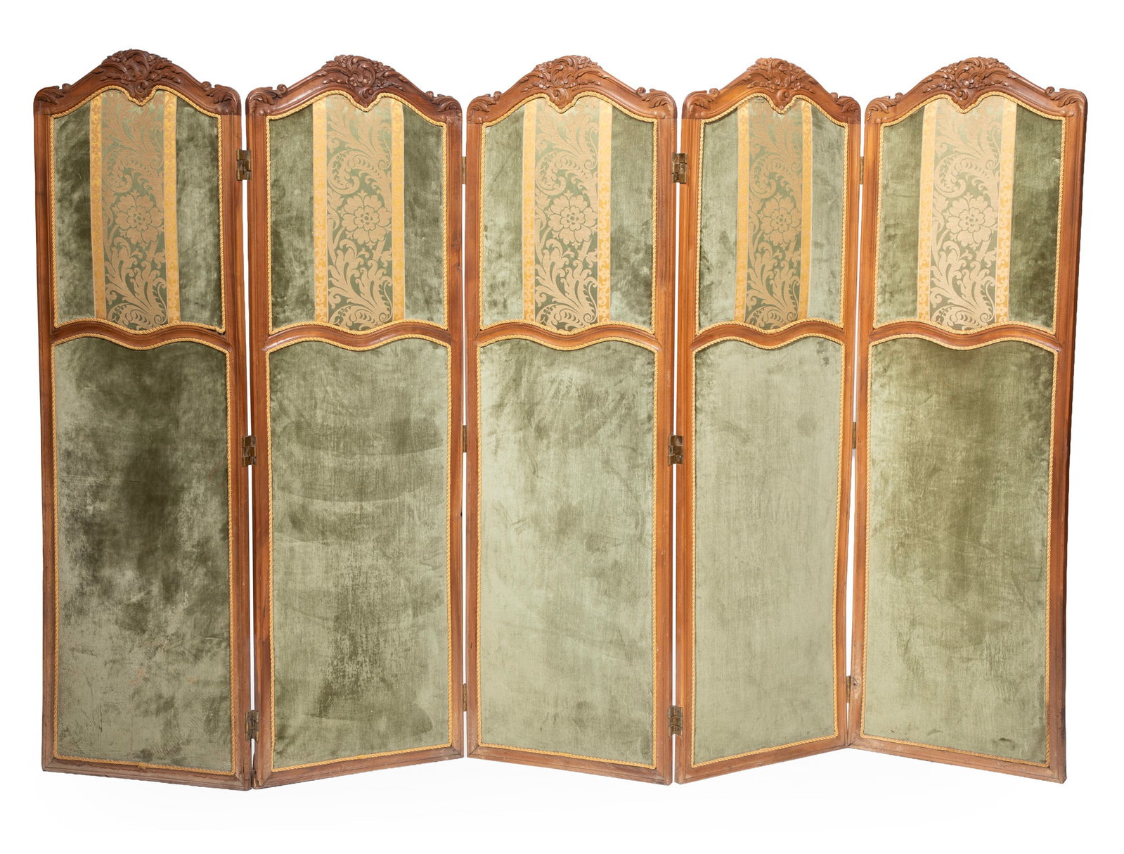 Louis XV-Style Carved Walnut Five-Panel Folding Screen (1 of 3)