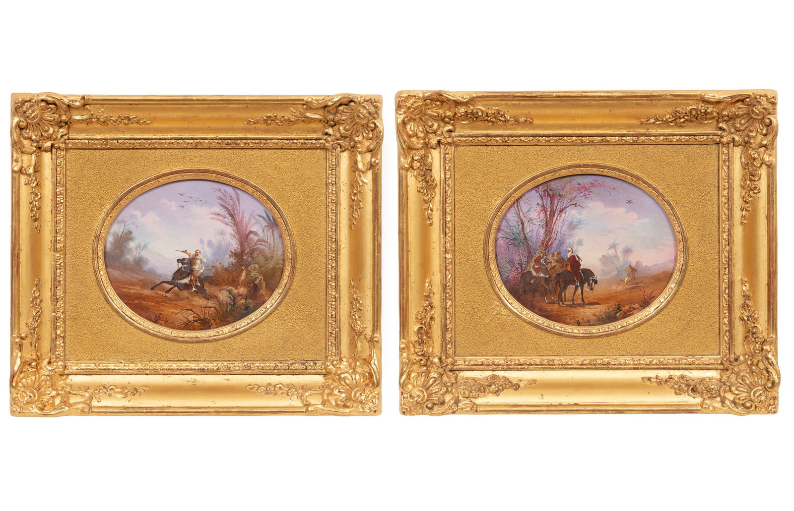 Pair of Antique Porcelain Plaques Depicting Horsemen (1 of 5)