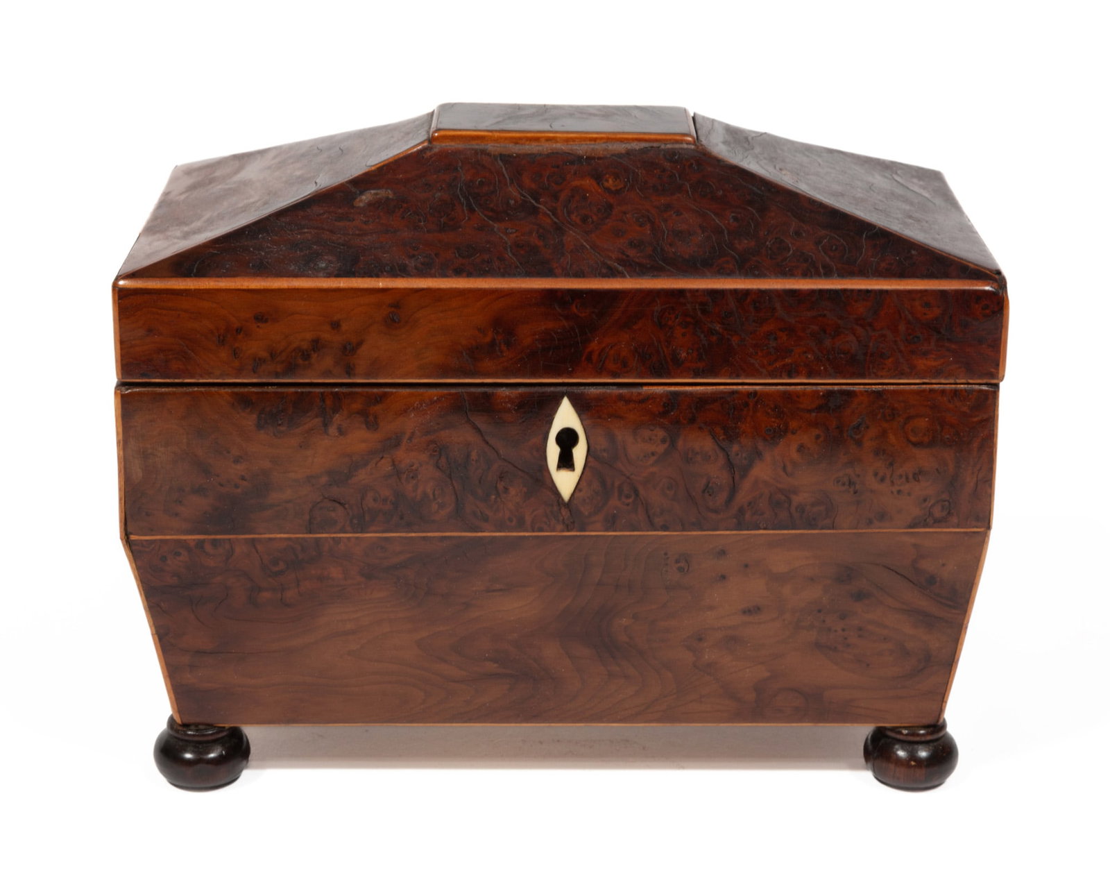 Antique English Burlwood Tea Caddy (1 of 5)