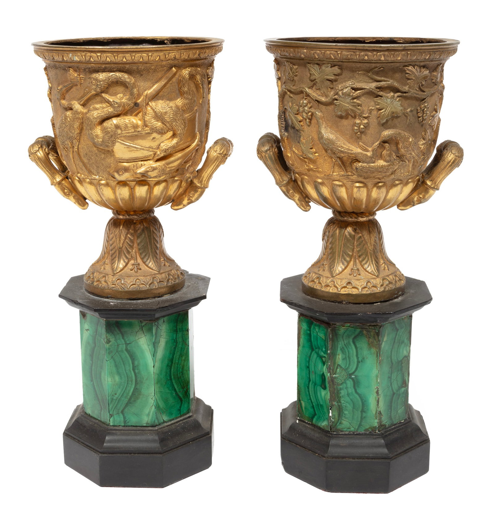 Pair of Antique Continental Gilt Bronze Vases (1 of 4)