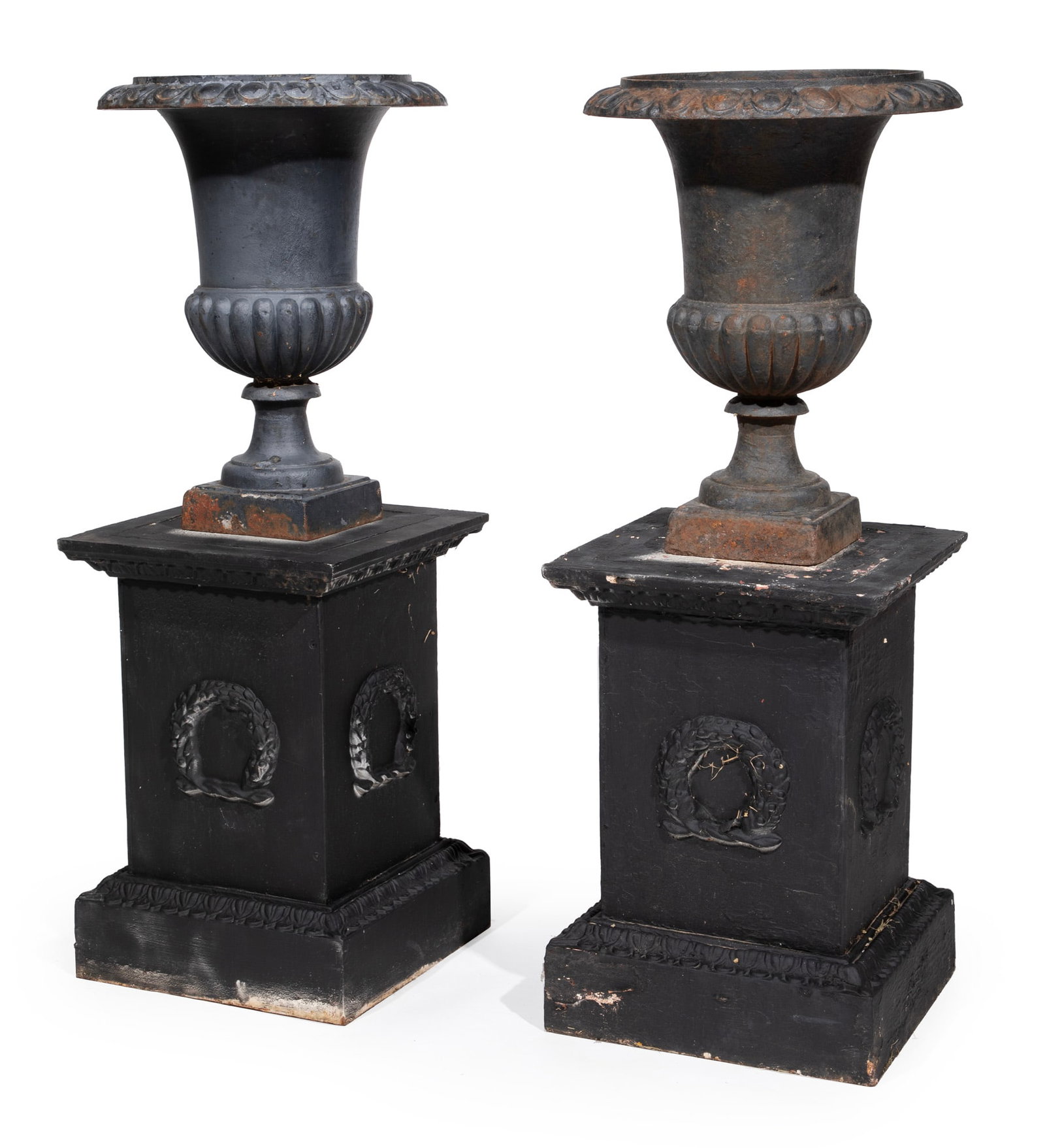 Pair of American Cast-Iron Garden Urns (1 of 3)