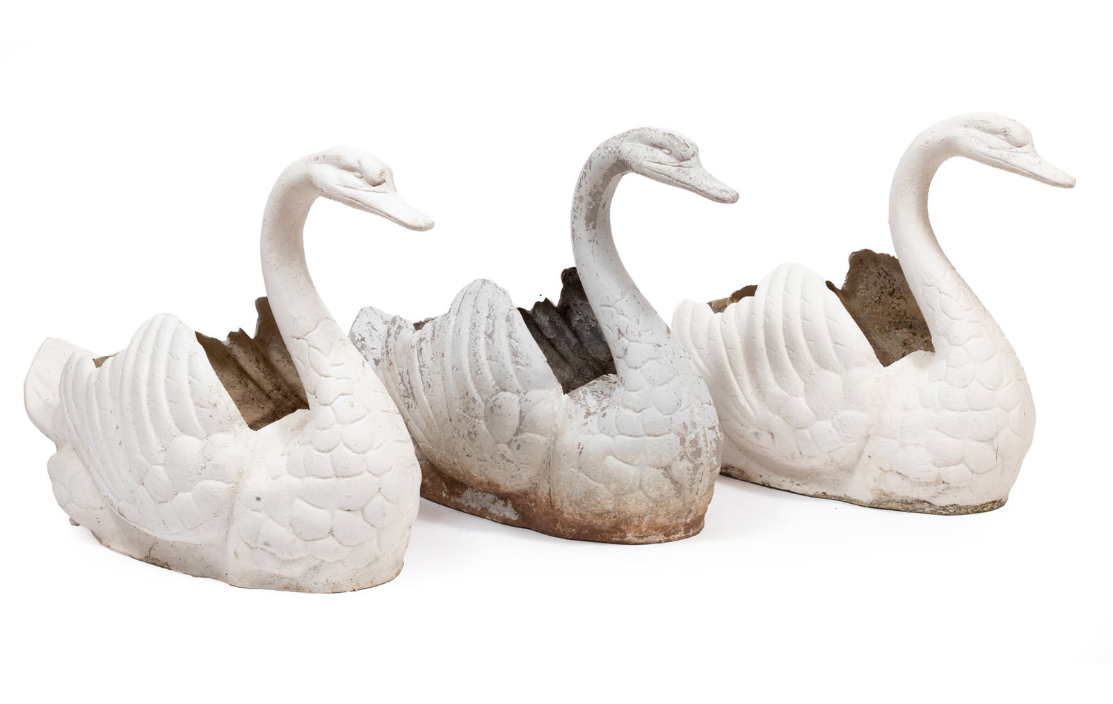 Three Decorative Painted Metal Swan Planters (1 of 7)