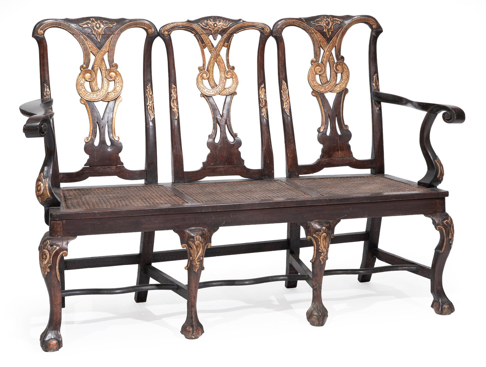 Portuguese Parcel Gilt and Painted Triple Back Settee (1 of 4)