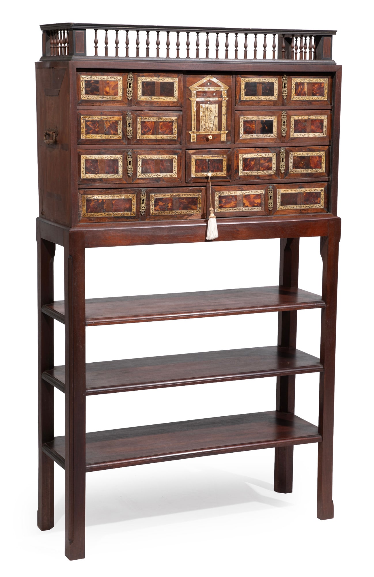 Spanish Colonial Bone and Tortoiseshell Inlaid Vargueno on Stand (1 of 4)