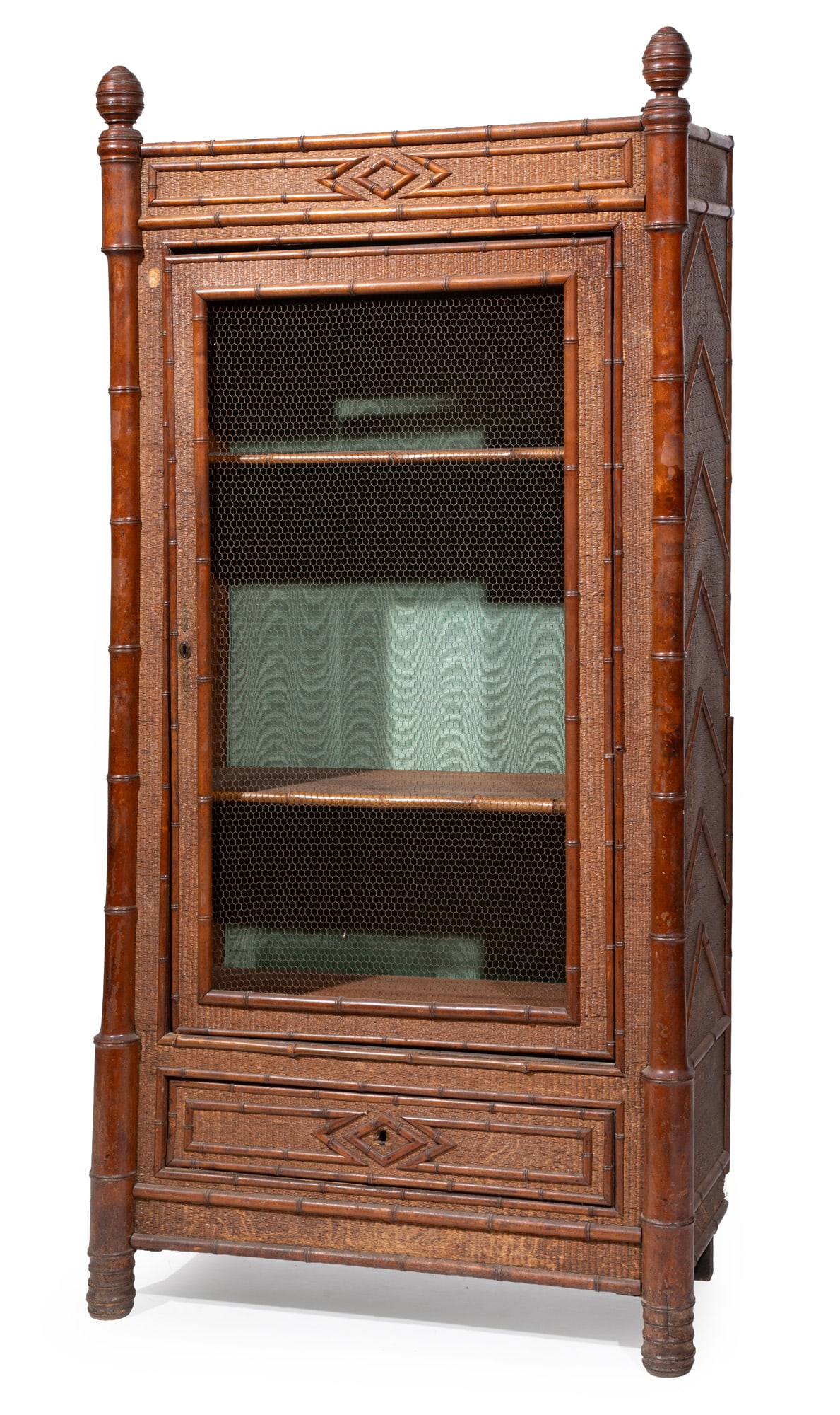 French Faux Bamboo Single Door Armoire (1 of 4)