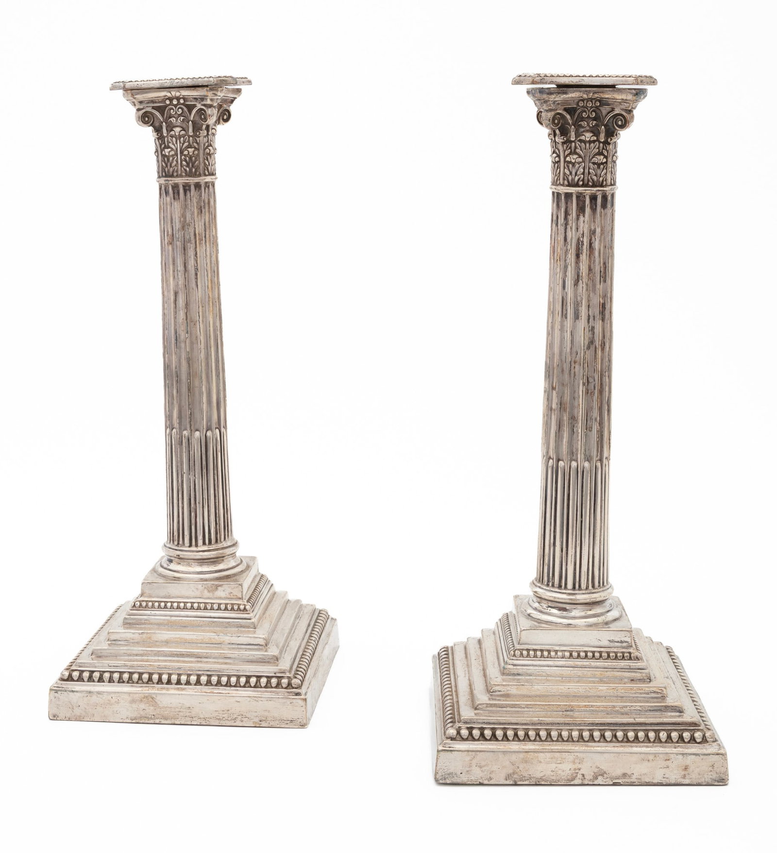 Pair of George V Sterling Silver Corinthian Columnar Candlesticks (1 of 6)