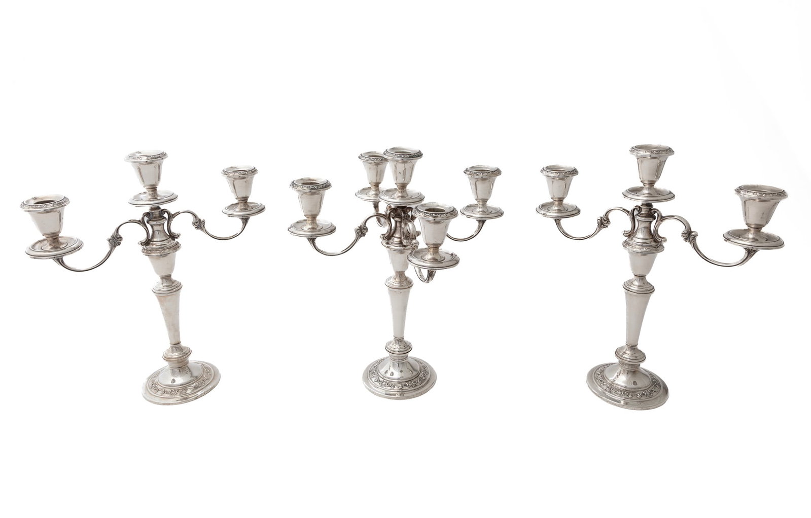 Suite of Three Gorham Strasbourg Sterling Silver Candelabra (1 of 8)