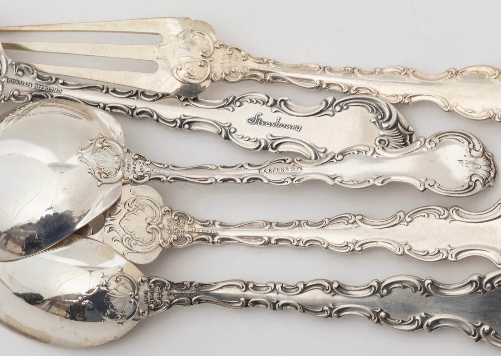 Gorham Strasbourg Pattern Sterling Silver Flatware Service - 10