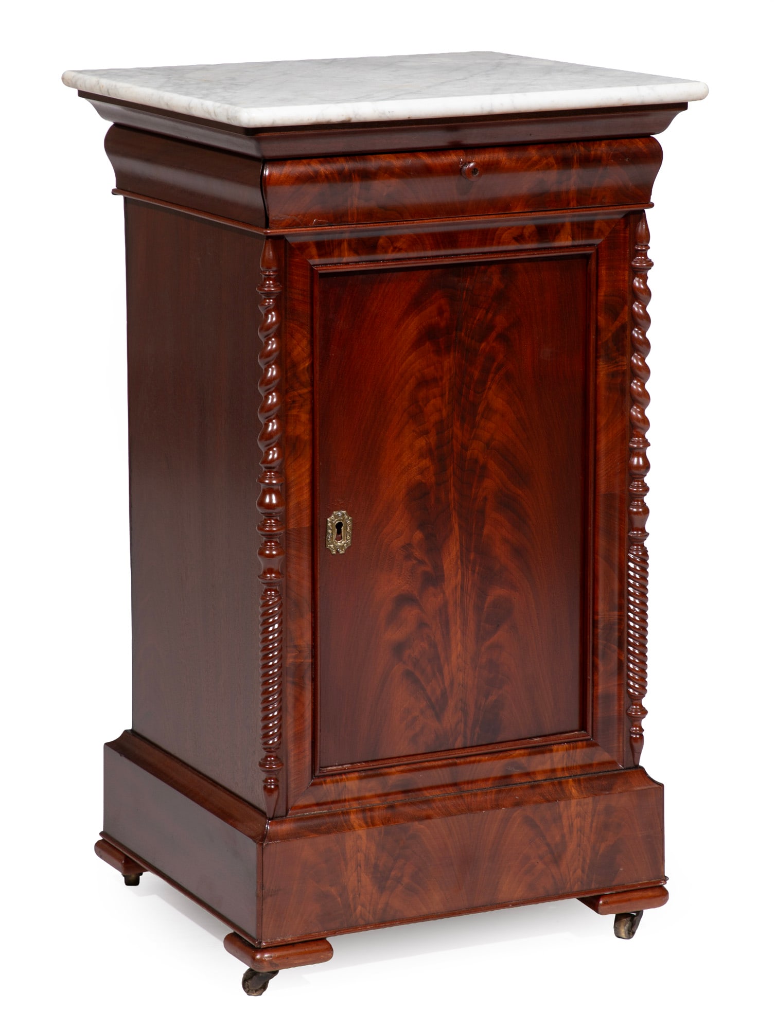 American Rococo Carved Figured Mahogany Commode (1 of 5)