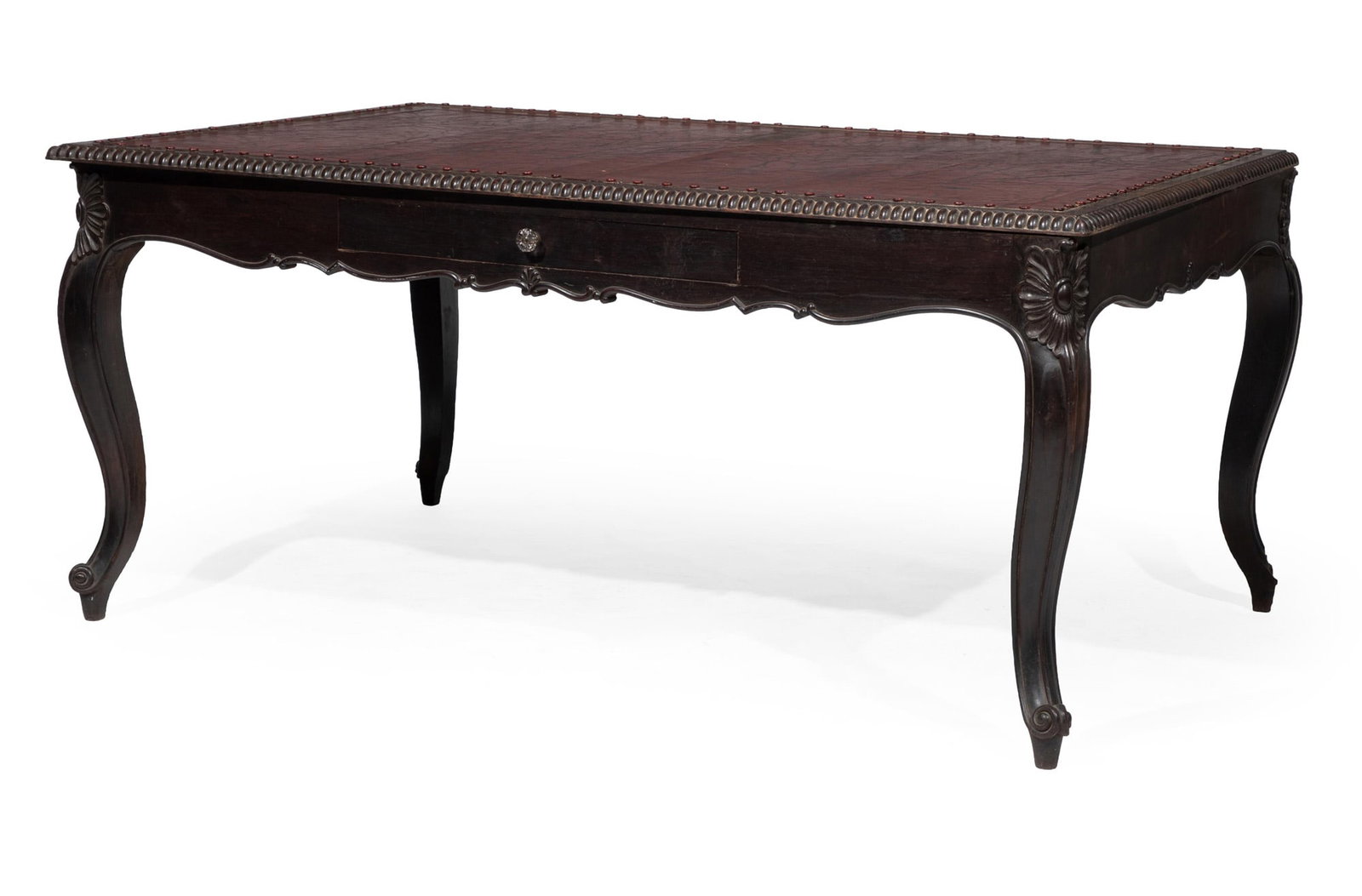American Rococo Rosewood Alexander Roux Stenciled Library Table (1 of 5)