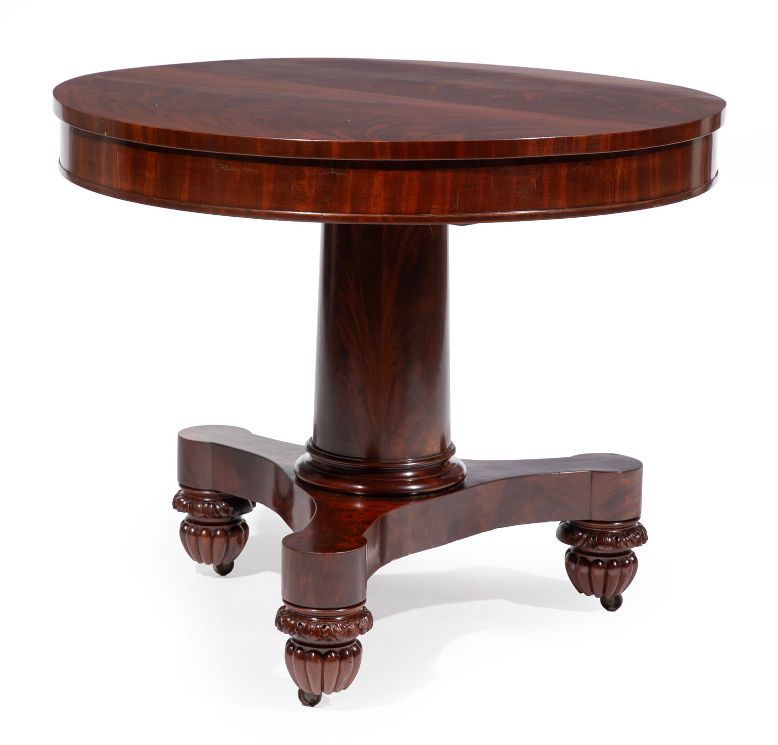 American Classical Carved Mahogany Center Table, early 19th c., Boston (1 of 4)