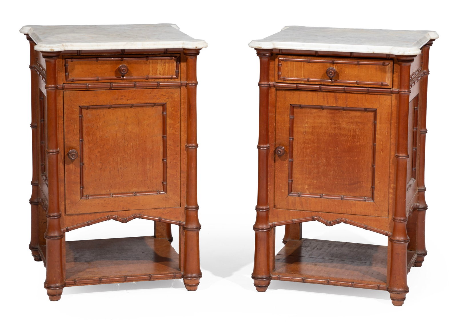 Pair of American Aesthetic Faux Bamboo Maple Night Stands (1 of 4)